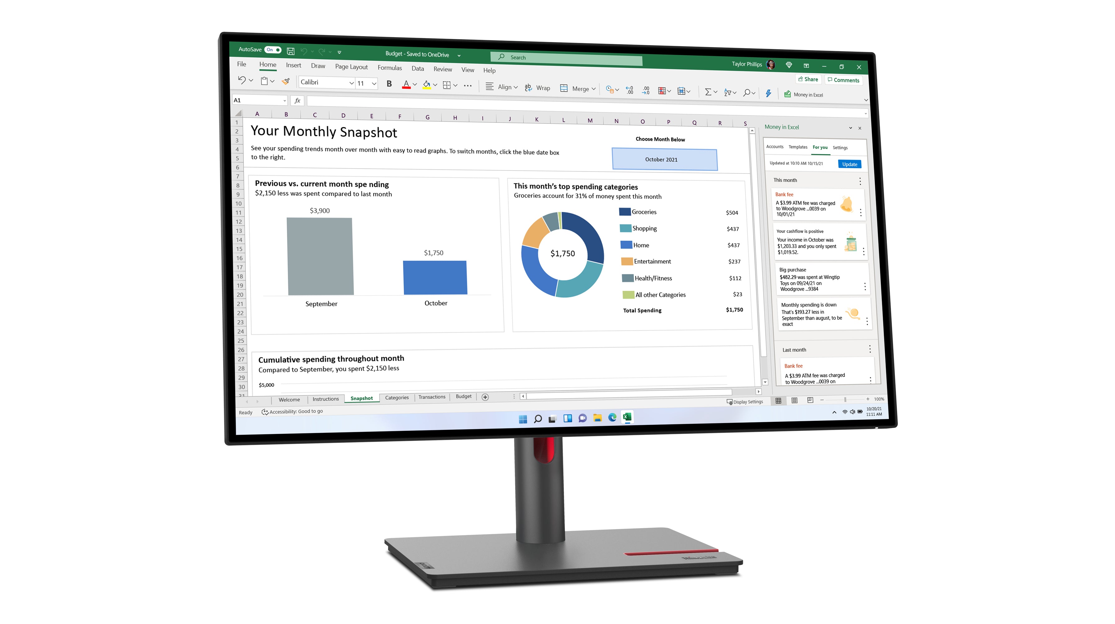 Lenovo ThinkVision P27h-30 LED display 68,6 cm (27") 2560 x 1440 pixels Quad HD LCD Noir