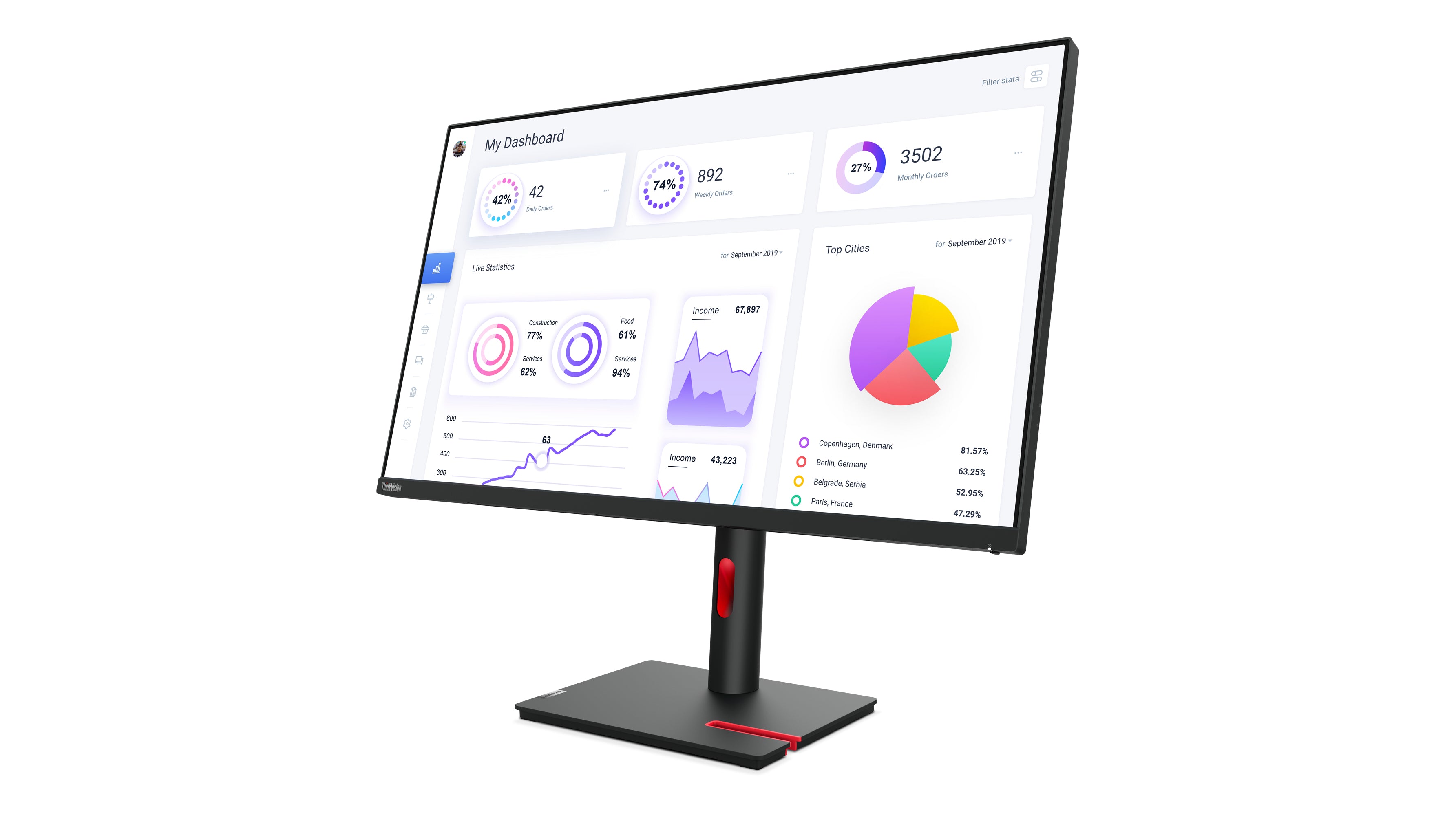 Lenovo ThinkVision T32p-30 LED display 80 cm (31.5") 3840 x 2160 pixels 4K Ultra HD Noir