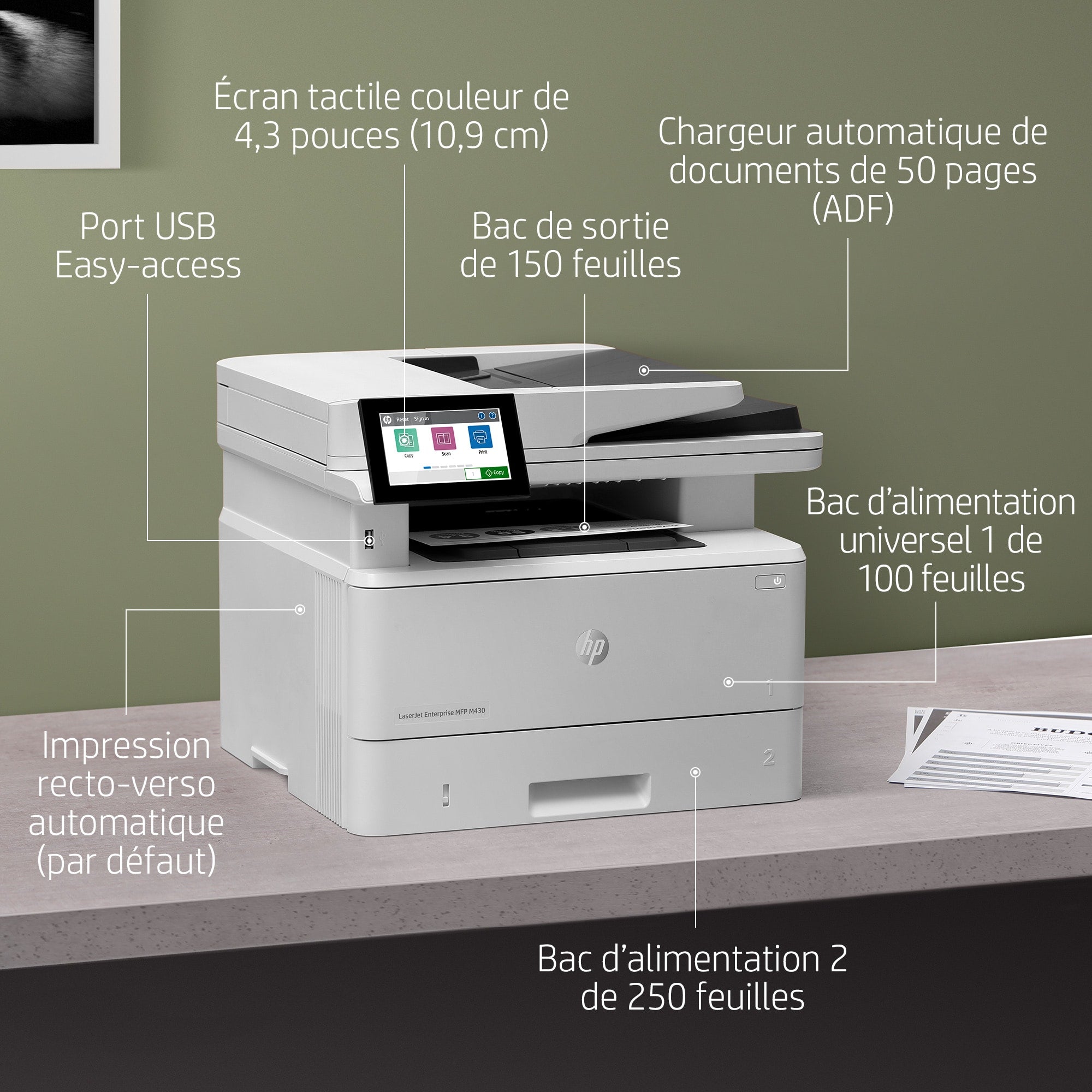 HP LaserJet Enterprise Imprimante multifonction M430f
