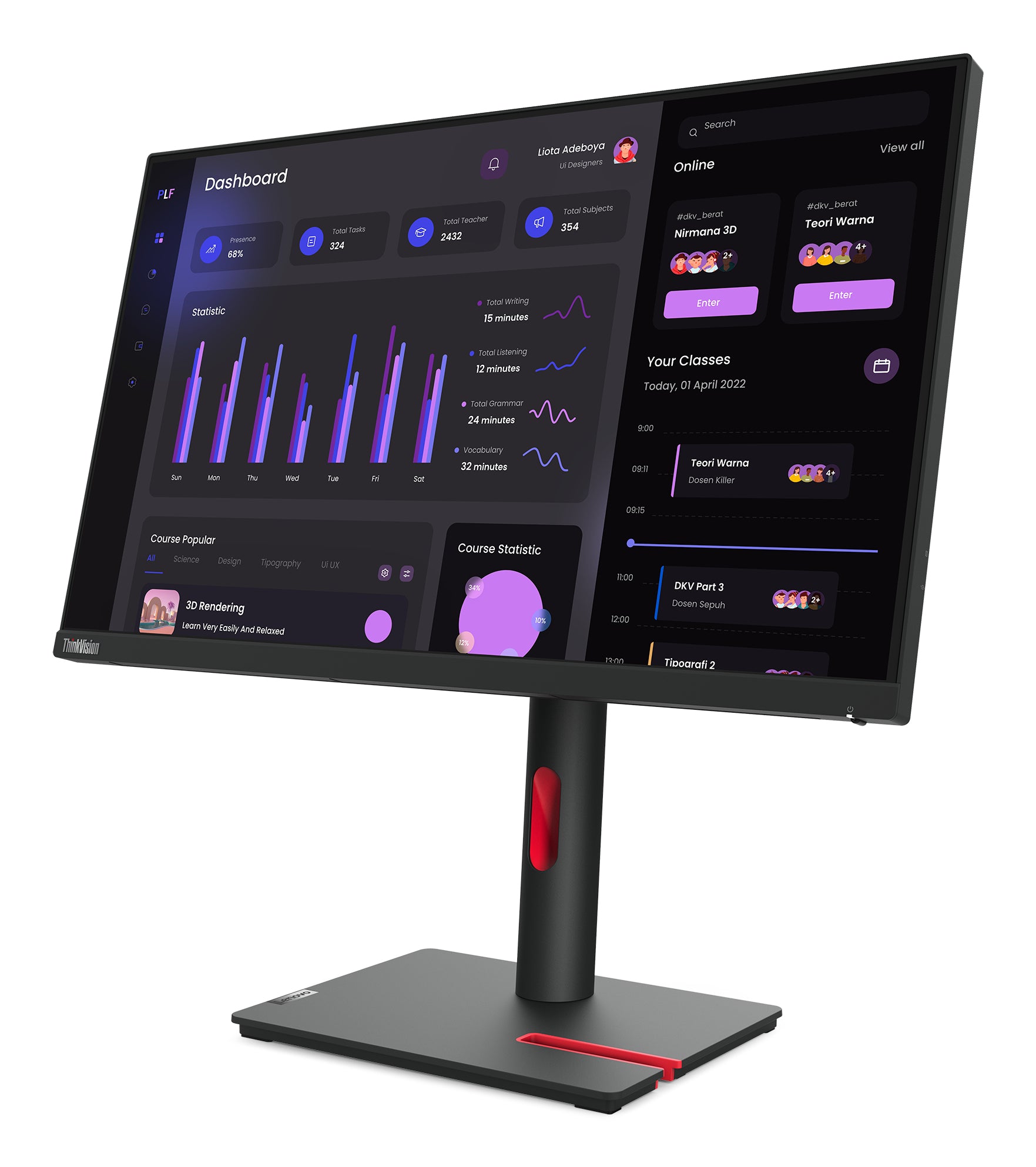 Lenovo ThinkVision T24i-30 LED display 60,5 cm (23.8") 1920 x 1080 pixels Full HD Noir