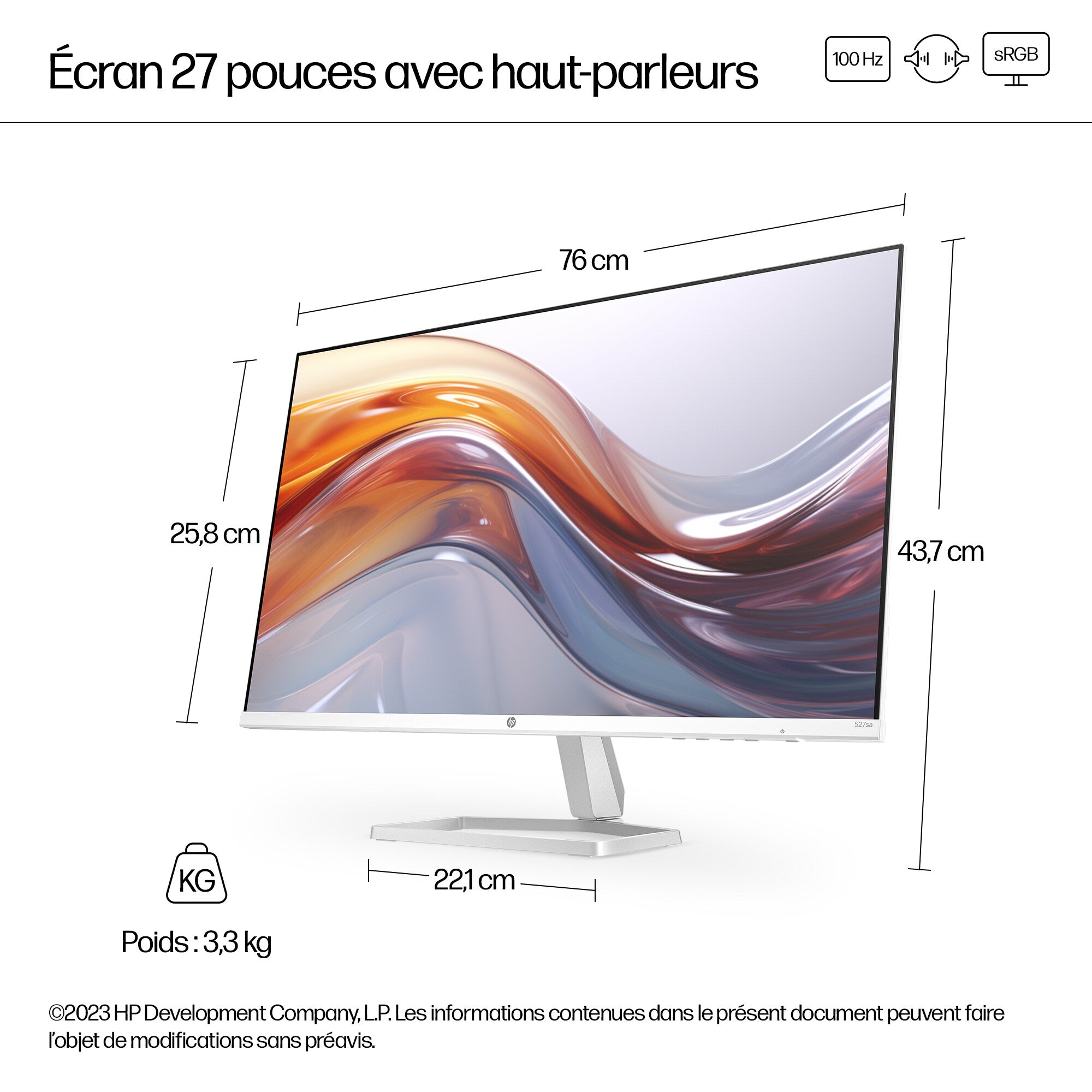 HP Series 5 27 inch FHD Monitor with Speakers - 527sa