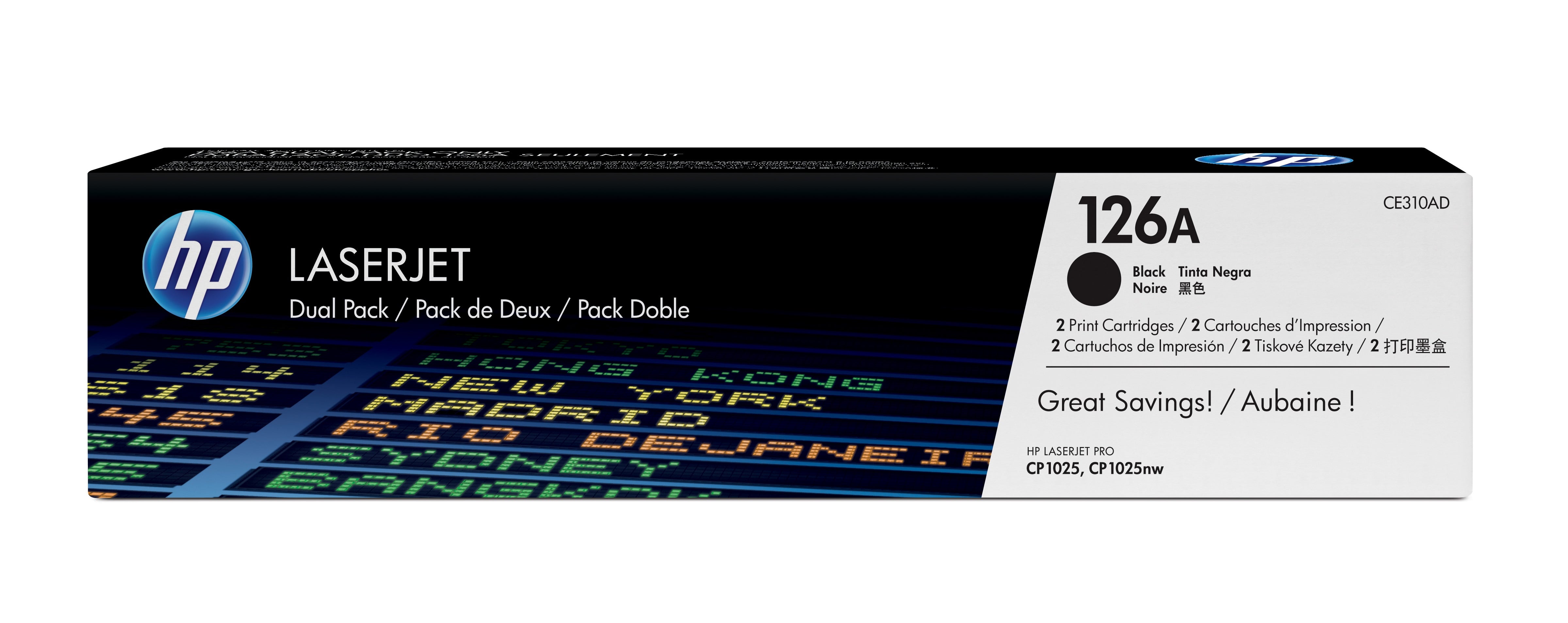 HP 126A pack de 2 toners LaserJet noir authentiques