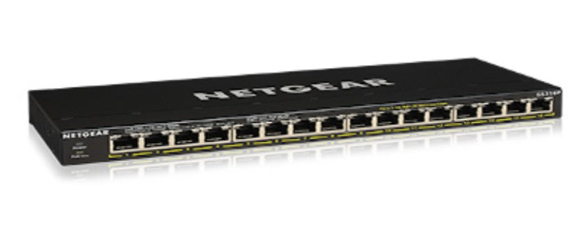 NETGEAR GS316P Non-géré Gigabit Ethernet (10/100/1000) Connexion Ethernet, supportant l'alimentation via ce port (PoE) Noir