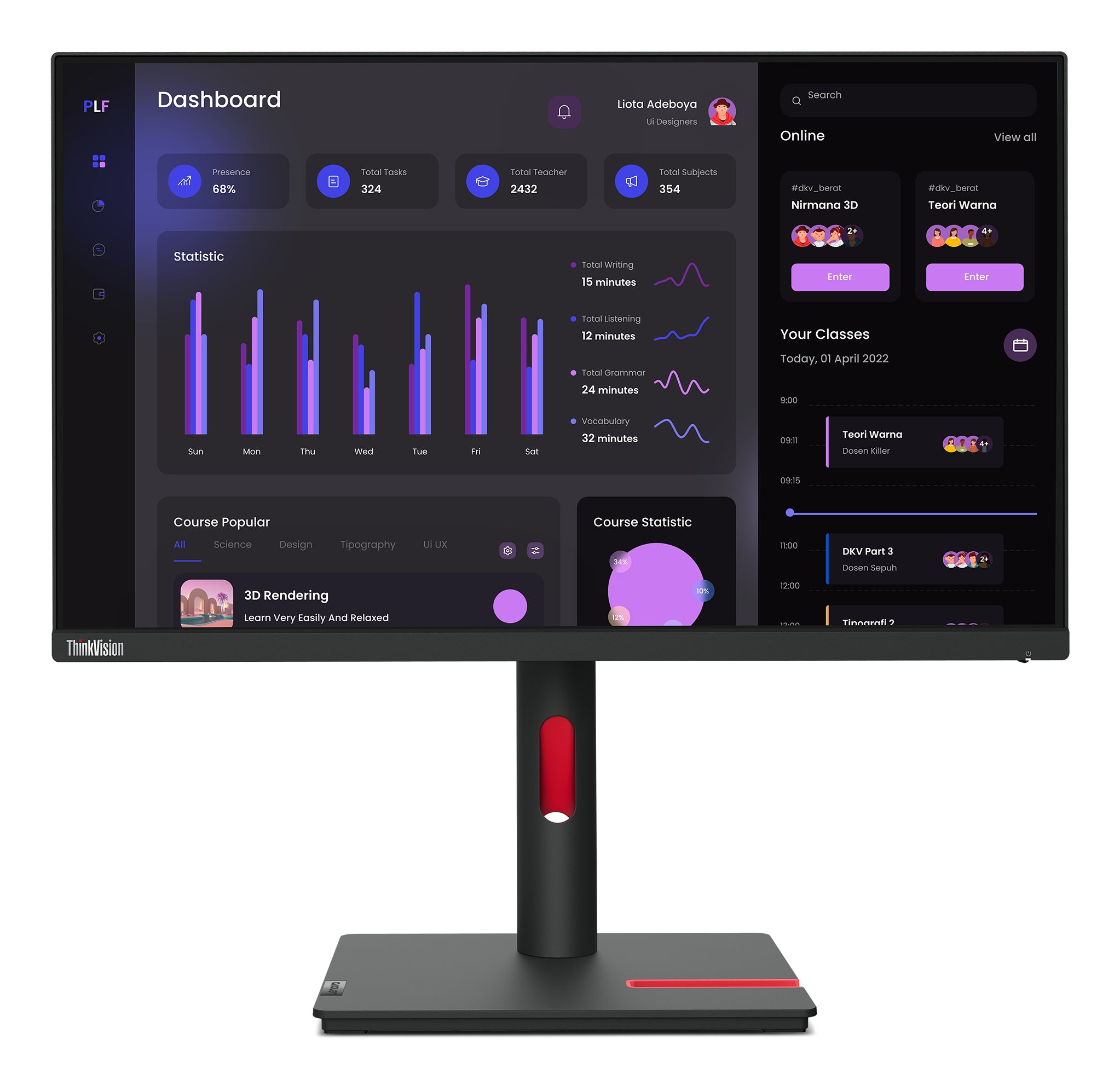 Lenovo ThinkVision T24i-30 LED display 60,5 cm (23.8") 1920 x 1080 pixels Full HD Noir