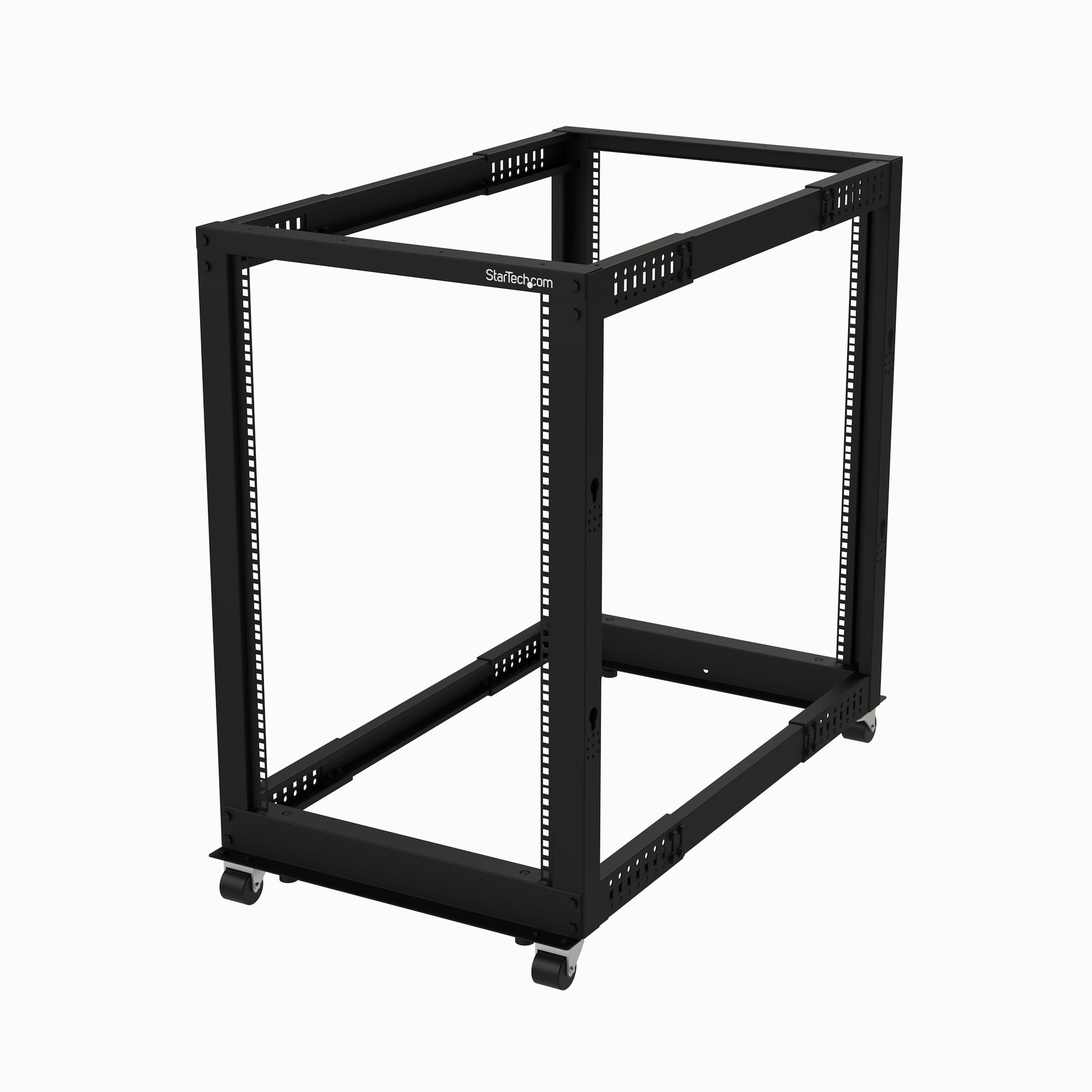 StarTech.com Rack Serveur Mobile 18U 4 Poteaux, Rack Réseau 19" 4 Poteaux avec Roulettes, Rack Roulant avec Profondeur Ajustable pour PC/AV/Données/Informatique - Roulettes, Pieds de nivellement ou Fixation au Sol