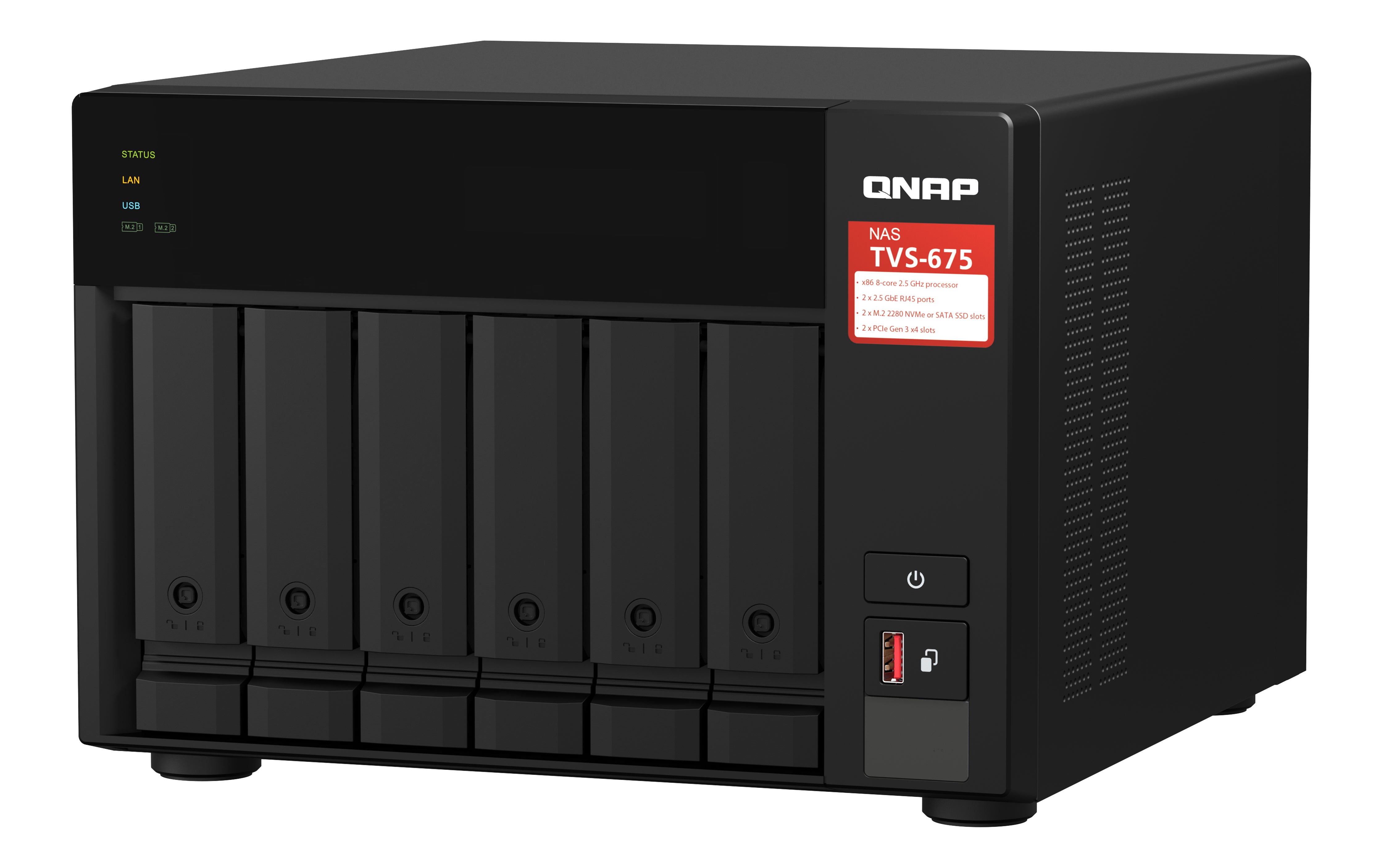 QNAP TVS-675 NAS Tower ZhaoXin KaiXian KX-6000 KX-U6580 8 Go DDR4 0 To QuTS hero Noir