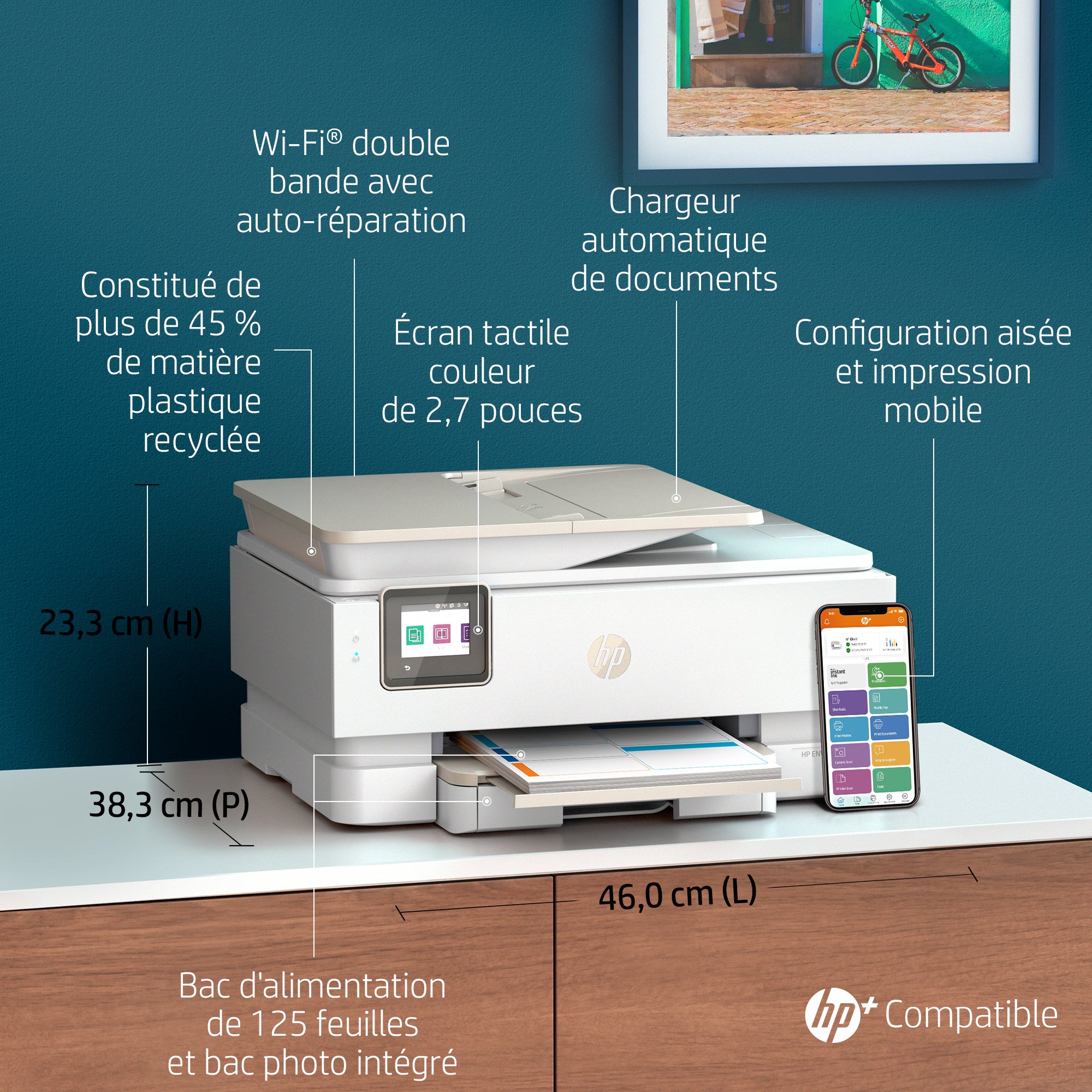 HP ENVY Inspire 7920e Sans fil All-in-One Couleur Imprimante, Instant Ink; copieur, scanner