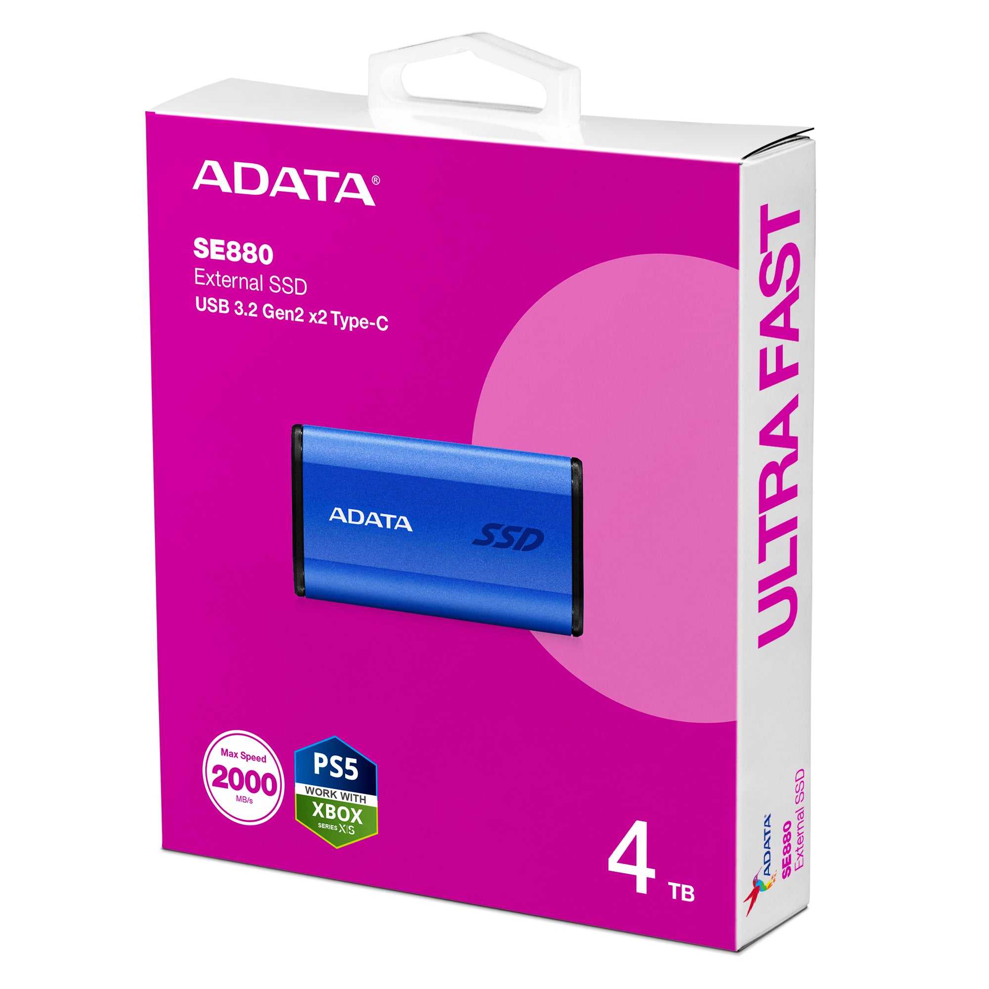 ADATA SE880 4 To USB Type-C 3.2 Gen 2 (3.1 Gen 2) Bleu