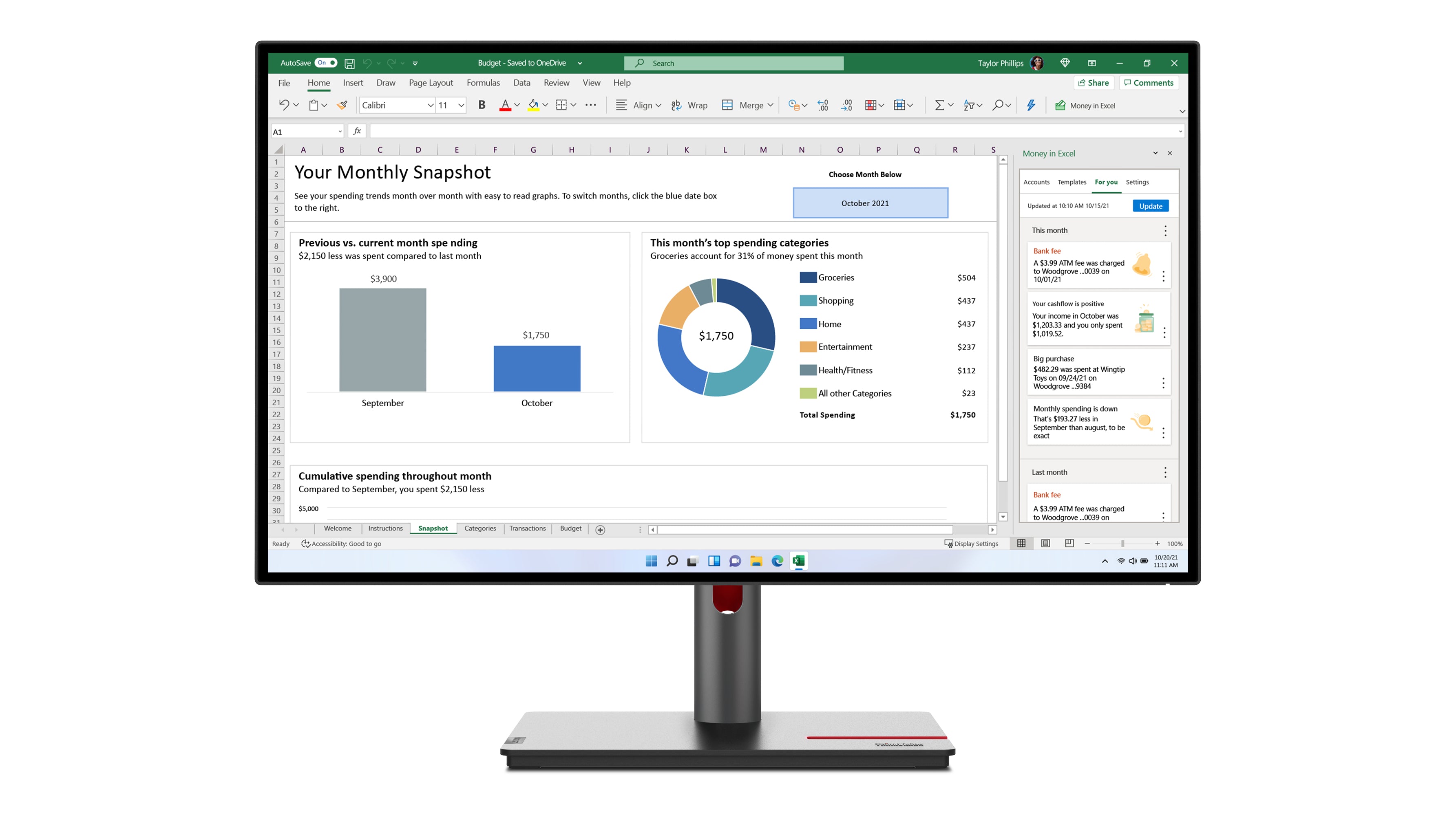 Lenovo ThinkVision P27h-30 LED display 68,6 cm (27") 2560 x 1440 pixels Quad HD LCD Noir