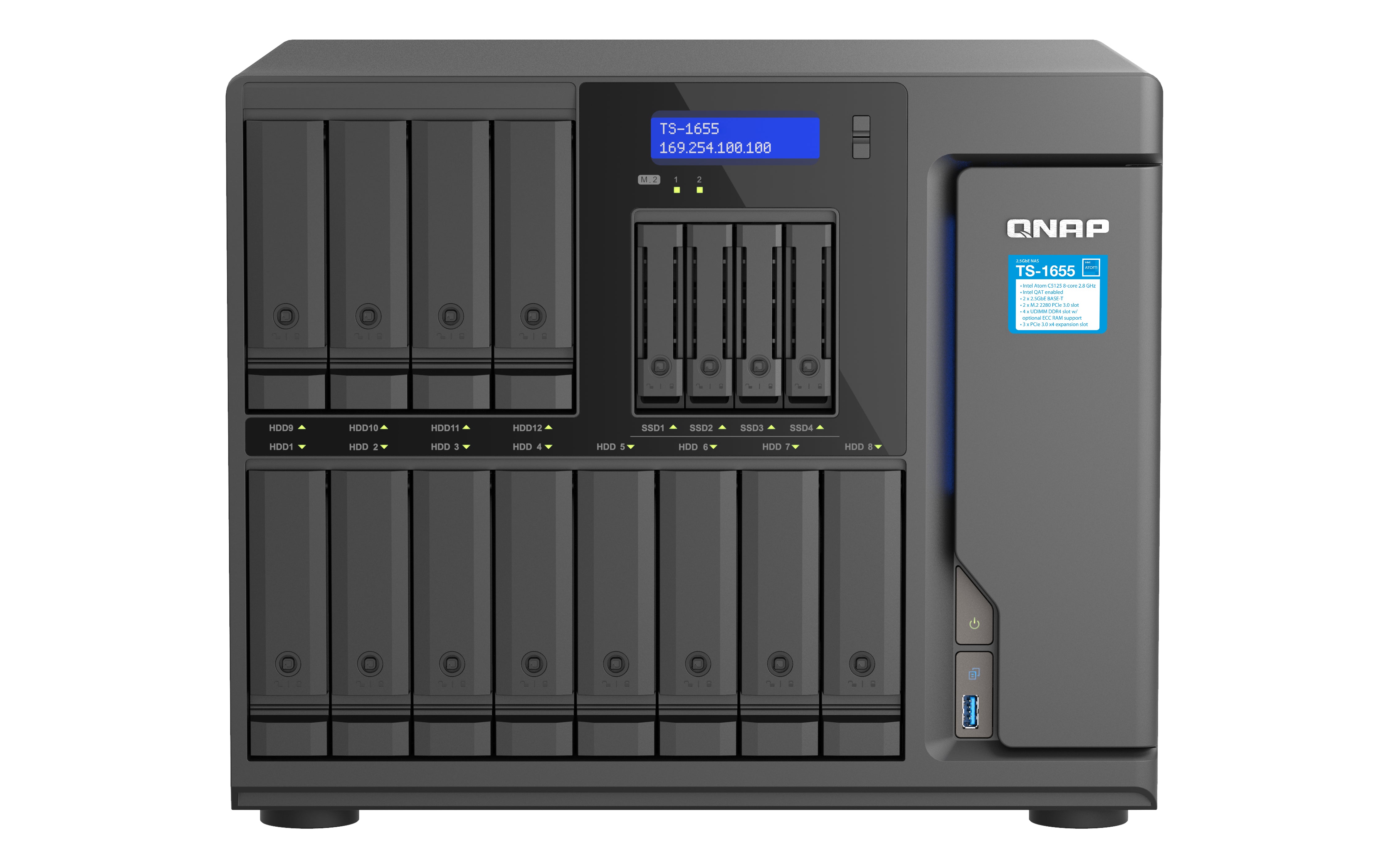 QNAP TS-1655 NAS Tower Intel Atom® C5125 8 Go DDR4 0 To QNAP Turbo System Noir