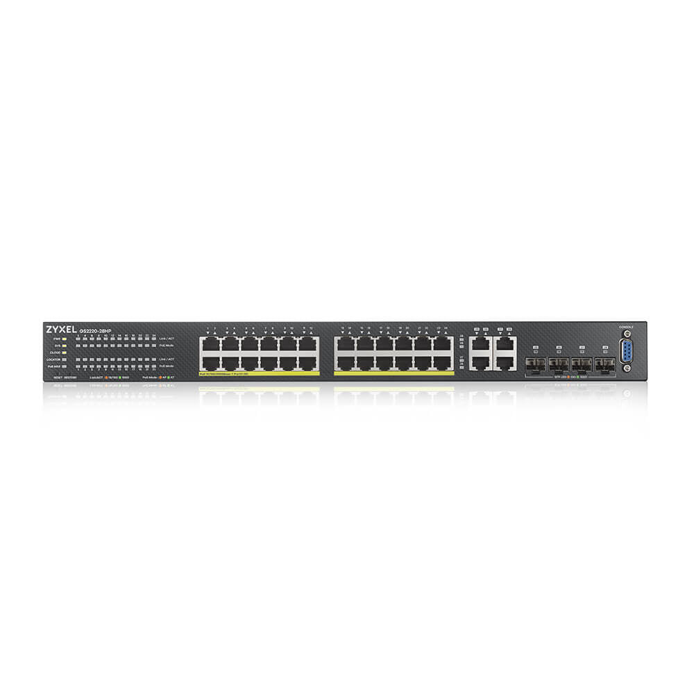 Zyxel GS2220-28HP-EU0101F commutateur réseau Géré L2 Gigabit Ethernet (10/100/1000) Connexion Ethernet, supportant l'alimentation via ce port (PoE) Noir