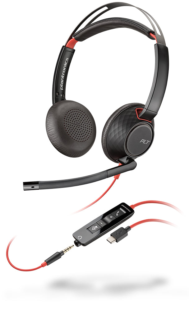 POLY Blackwire 5220 Casque Avec fil Arceau Bureau/Centre d'appels USB Type-C Noir