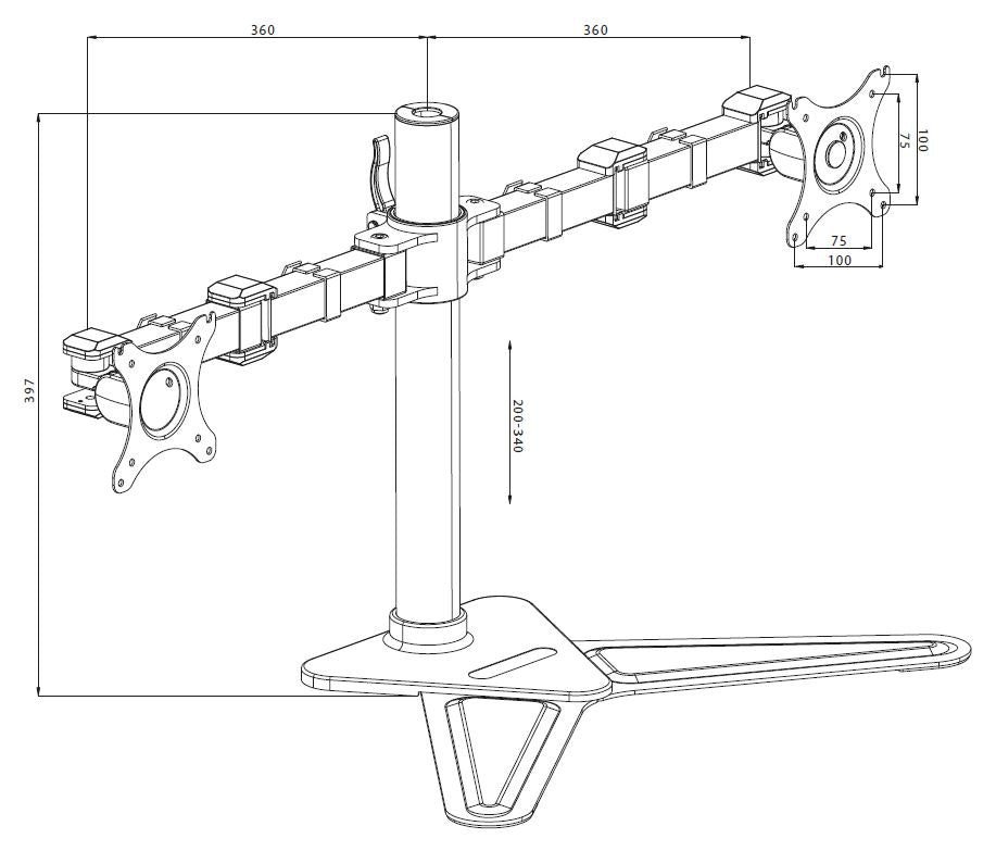 iiyama DS1002D-B1 support d'écran plat pour bureau 76,2 cm (30") Noir