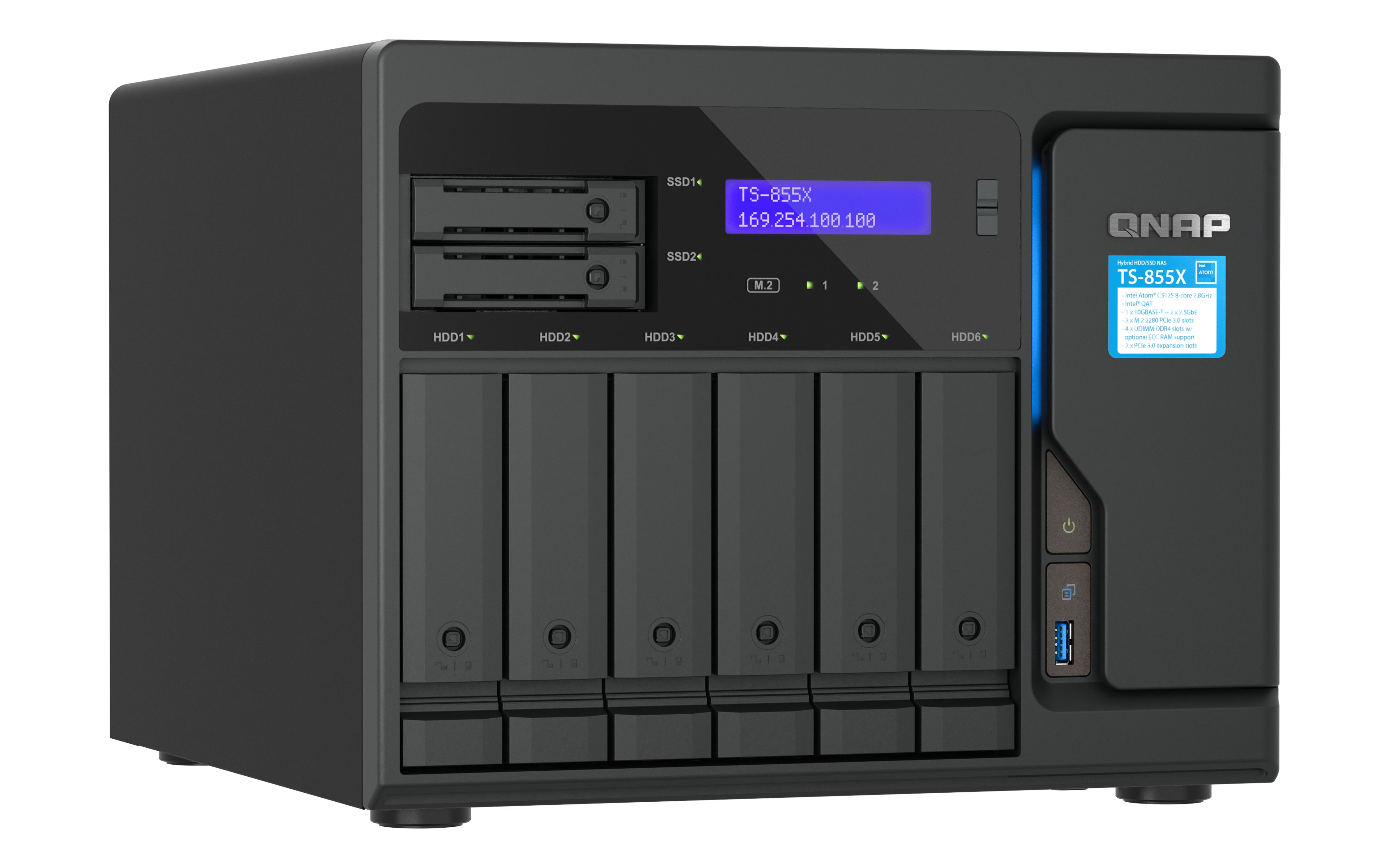QNAP TS-855X SAN Tower Intel Atom® C5125 8 Go DDR4 0 To QNAP QTS Noir