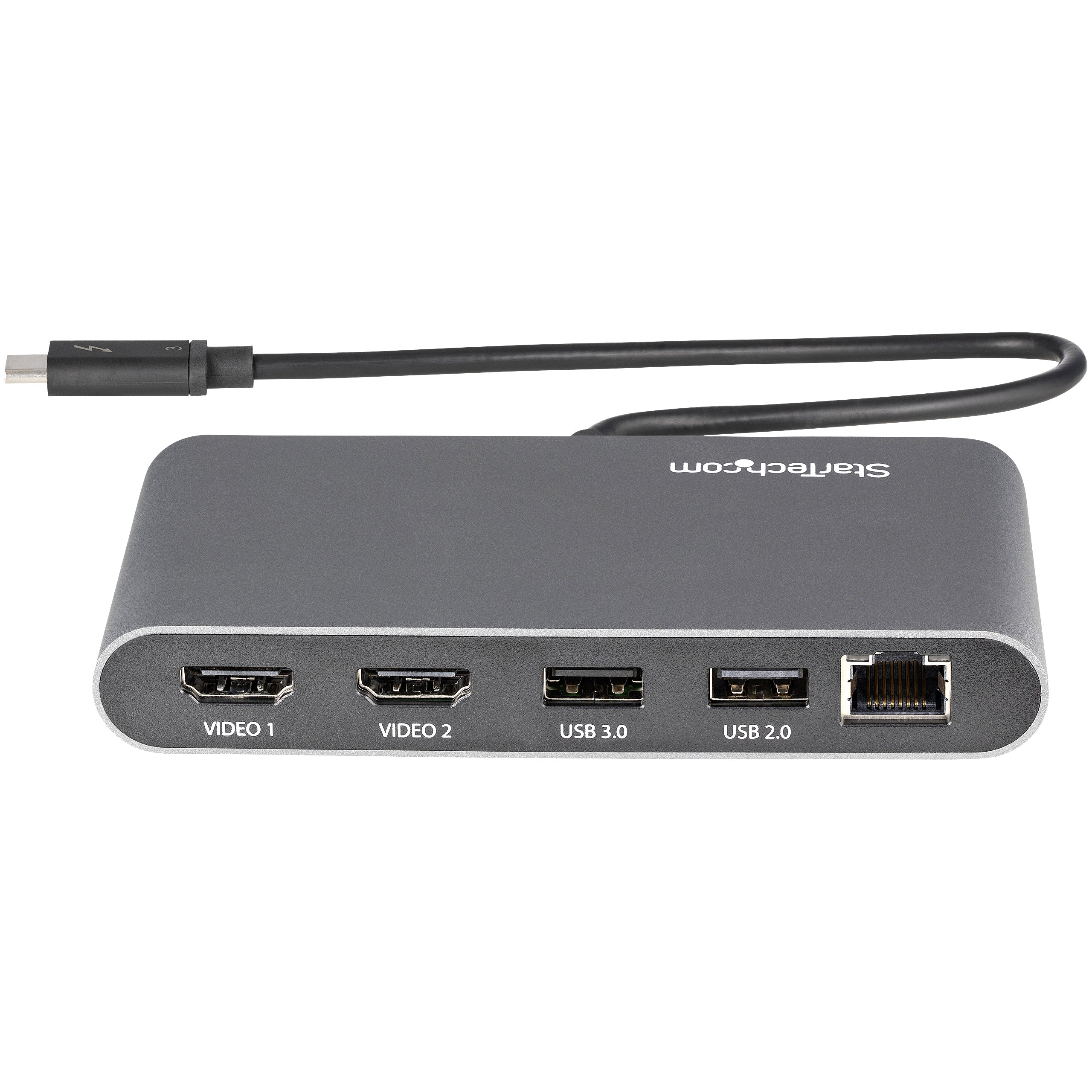 StarTech.com Mini Dock Thunderbolt 3 - Station d'Accueil Portable pour Deux Écrans avec HDMI 4K 60Hz, 2 x Hub USB-A (3.0/2.0), GbE - Câble de 28 cm - Adaptateur Multiport TB3 - Mac/Windows