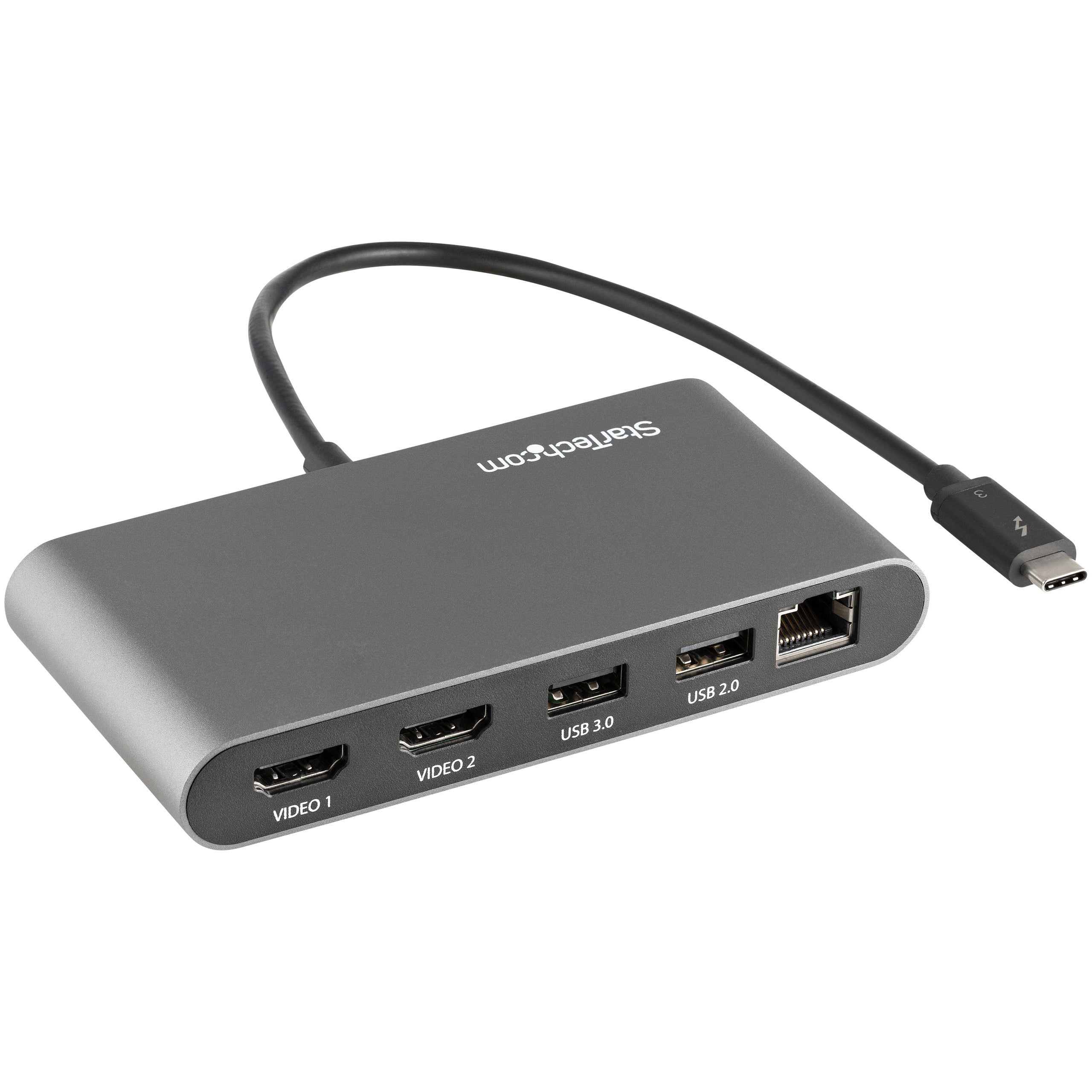 StarTech.com Mini Dock Thunderbolt 3 - Station d'Accueil Portable pour Deux Écrans avec HDMI 4K 60Hz, 2 x Hub USB-A (3.0/2.0), GbE - Câble de 28 cm - Adaptateur Multiport TB3 - Mac/Windows