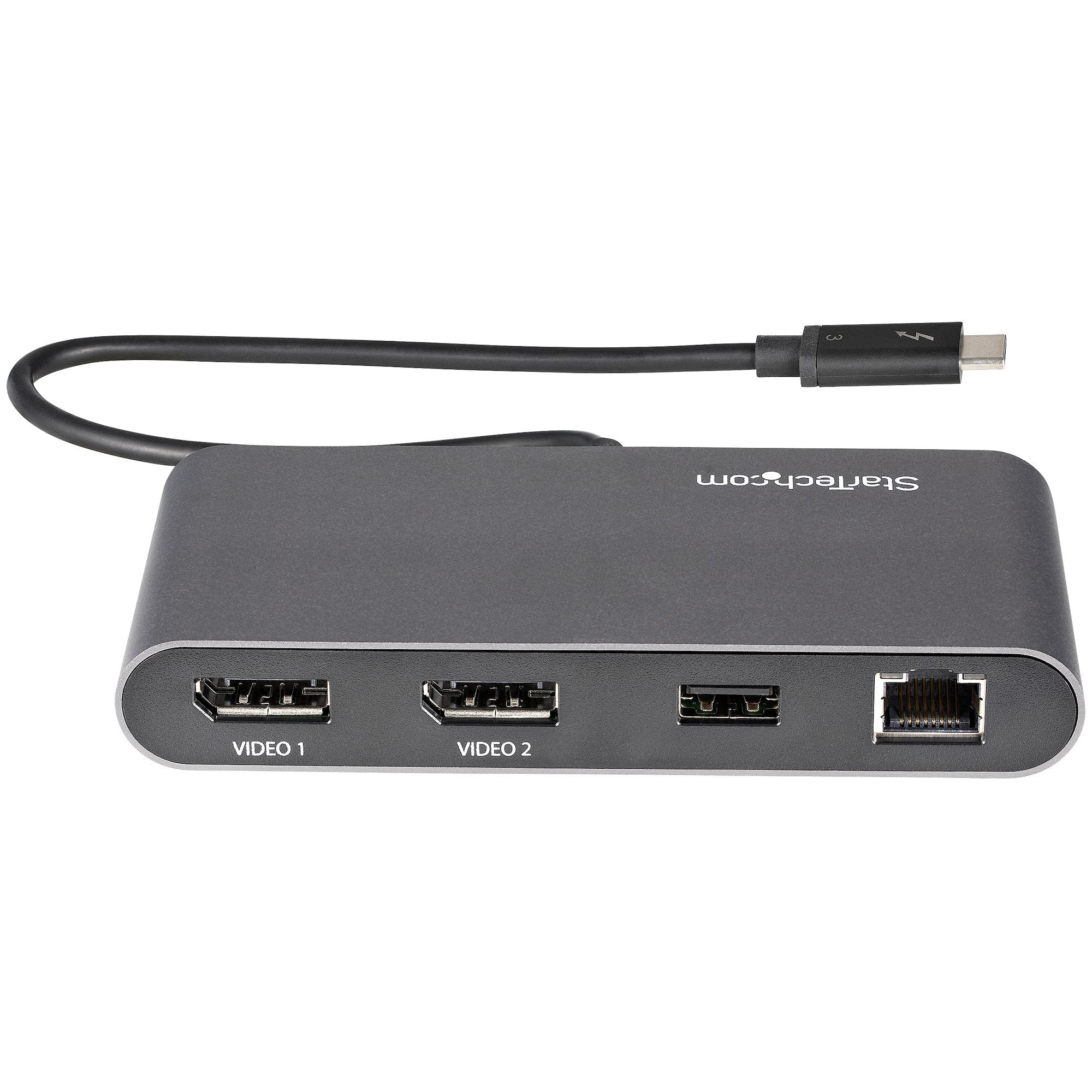 StarTech.com Mini Station d'Accueil Thunderbolt 3 - Dock Portable pour Deux Écrans avec DP 4K 60Hz, 1x hub USB-A (USB 3.0/5 Gbps), GbE - Câble de 28 cm - Adaptateur Multiport TB3 - Mac/Windows