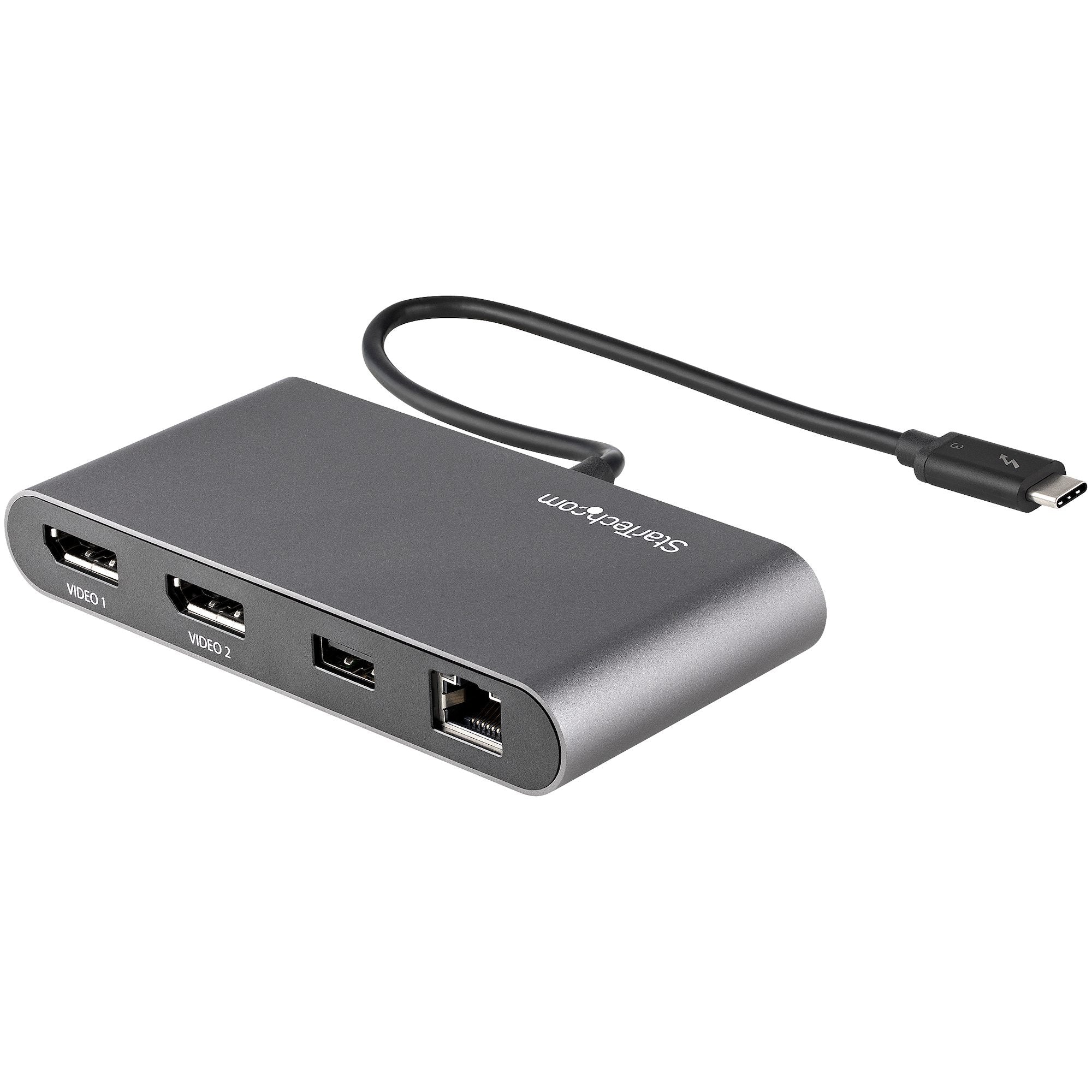 StarTech.com Mini Station d'Accueil Thunderbolt 3 - Dock Portable pour Deux Écrans avec DP 4K 60Hz, 1x hub USB-A (USB 3.0/5 Gbps), GbE - Câble de 28 cm - Adaptateur Multiport TB3 - Mac/Windows