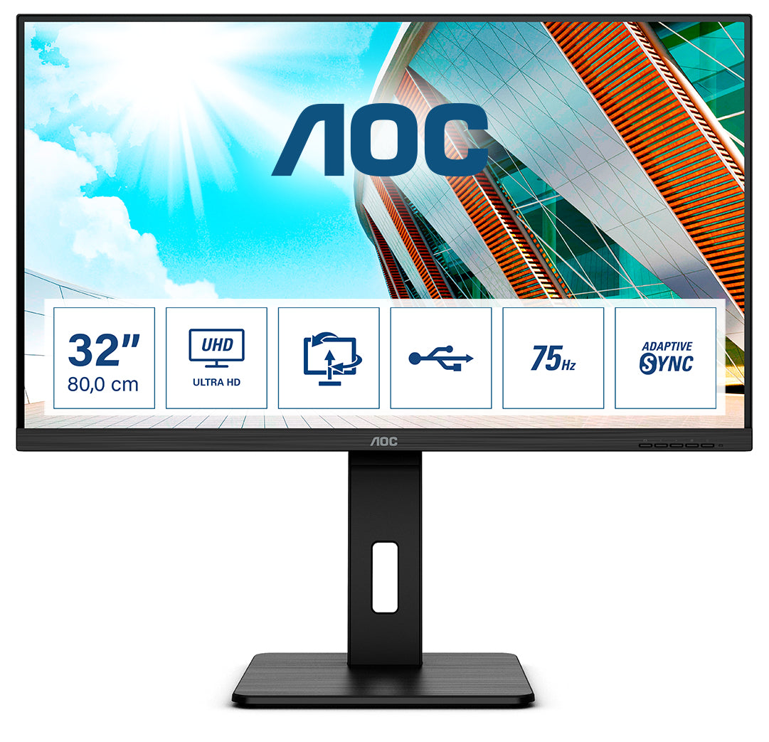 AOC P2 U32P2 écran plat de PC 80 cm (31.5") 3840 x 2160 pixels 4K Ultra HD LED Noir