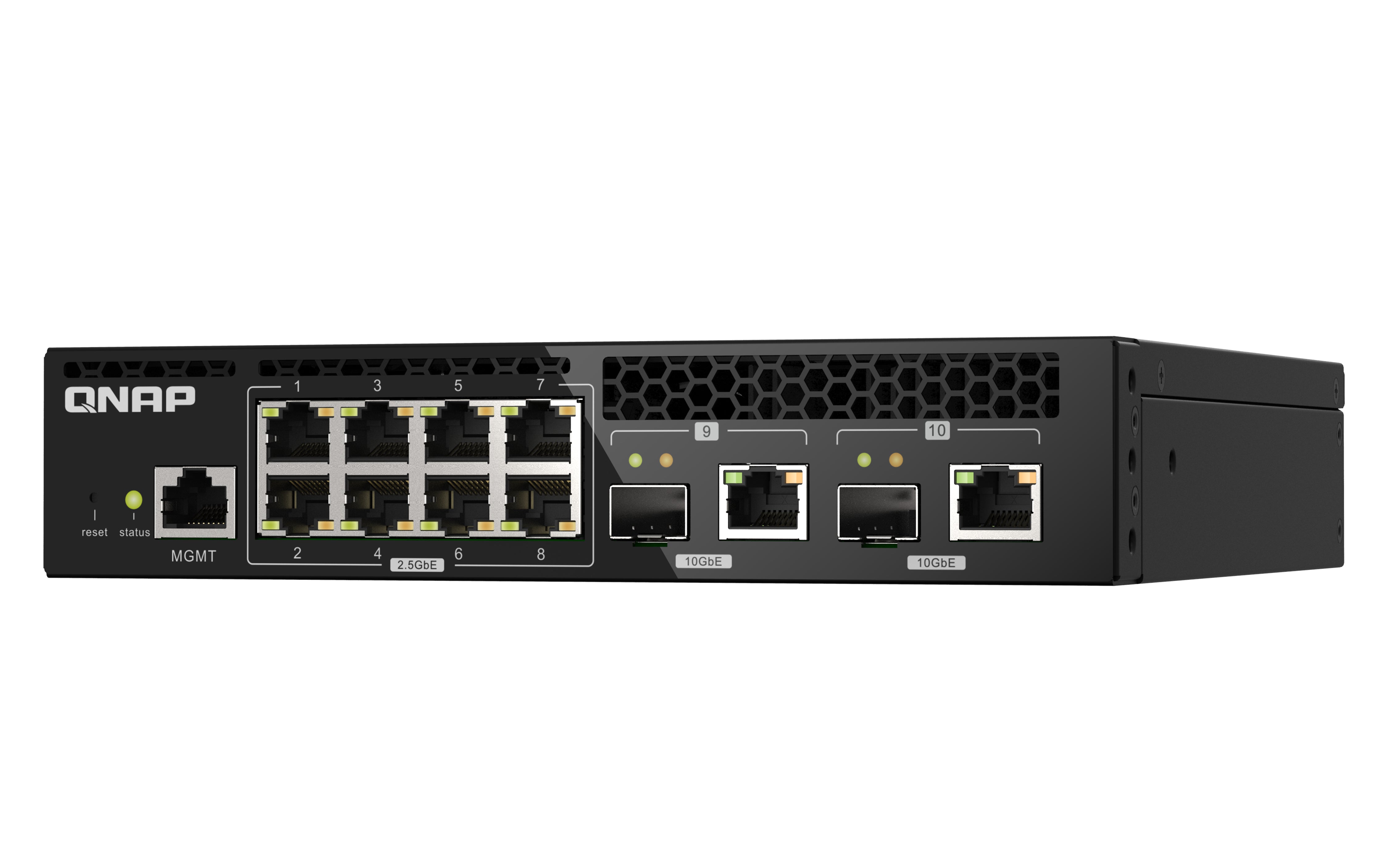 QNAP QSW-M2108R-2C commutateur réseau Géré L2 2.5G Ethernet (100/1000/2500) Connexion Ethernet, supportant l'alimentation via ce port (PoE) Noir