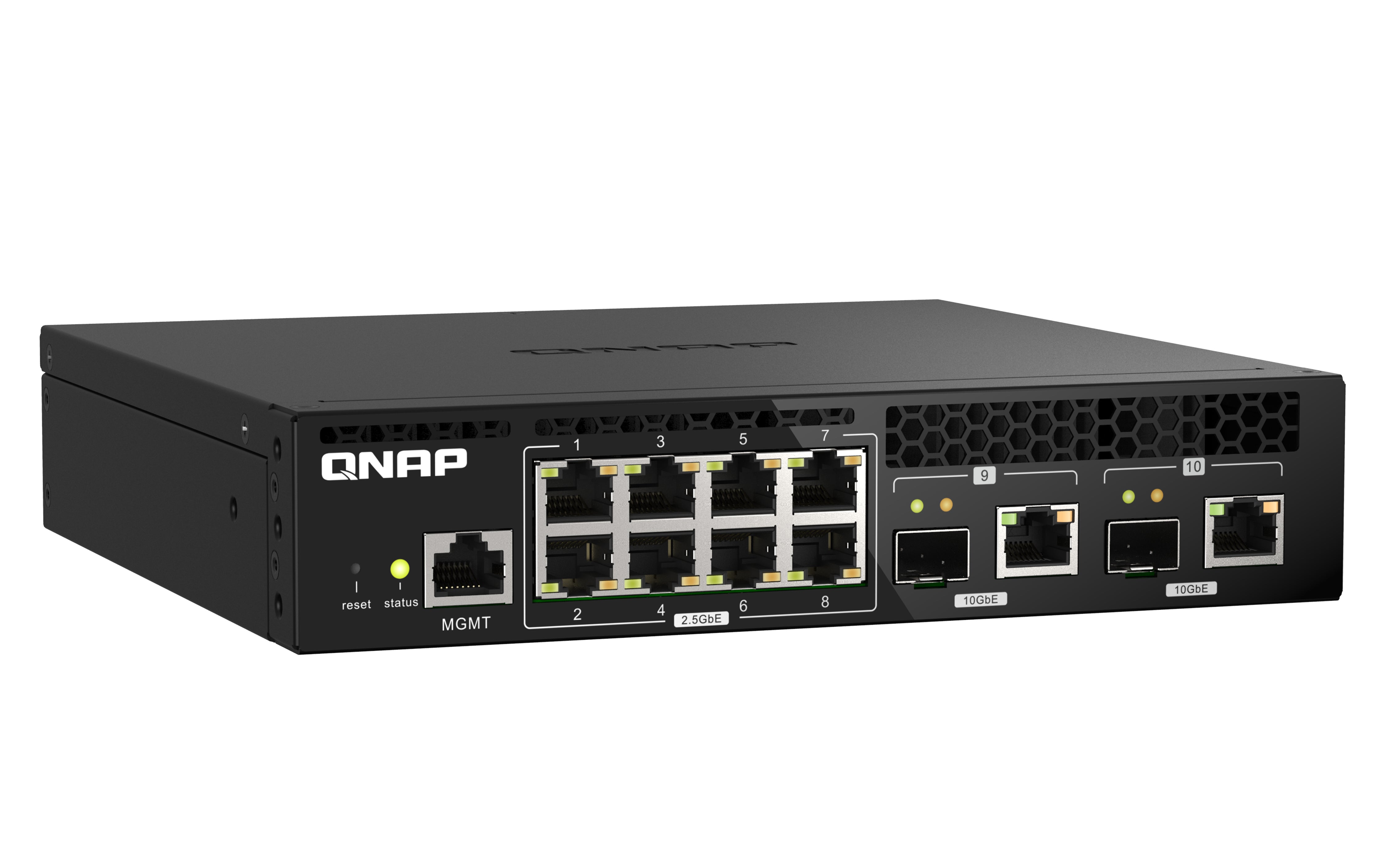 QNAP QSW-M2108R-2C commutateur réseau Géré L2 2.5G Ethernet (100/1000/2500) Connexion Ethernet, supportant l'alimentation via ce port (PoE) Noir
