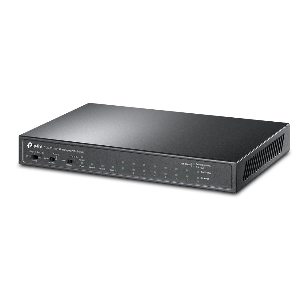 TP-Link TL-SL1311MP commutateur réseau Non-géré Fast Ethernet (10/100) Connexion Ethernet, supportant l'alimentation via ce port (PoE) Noir