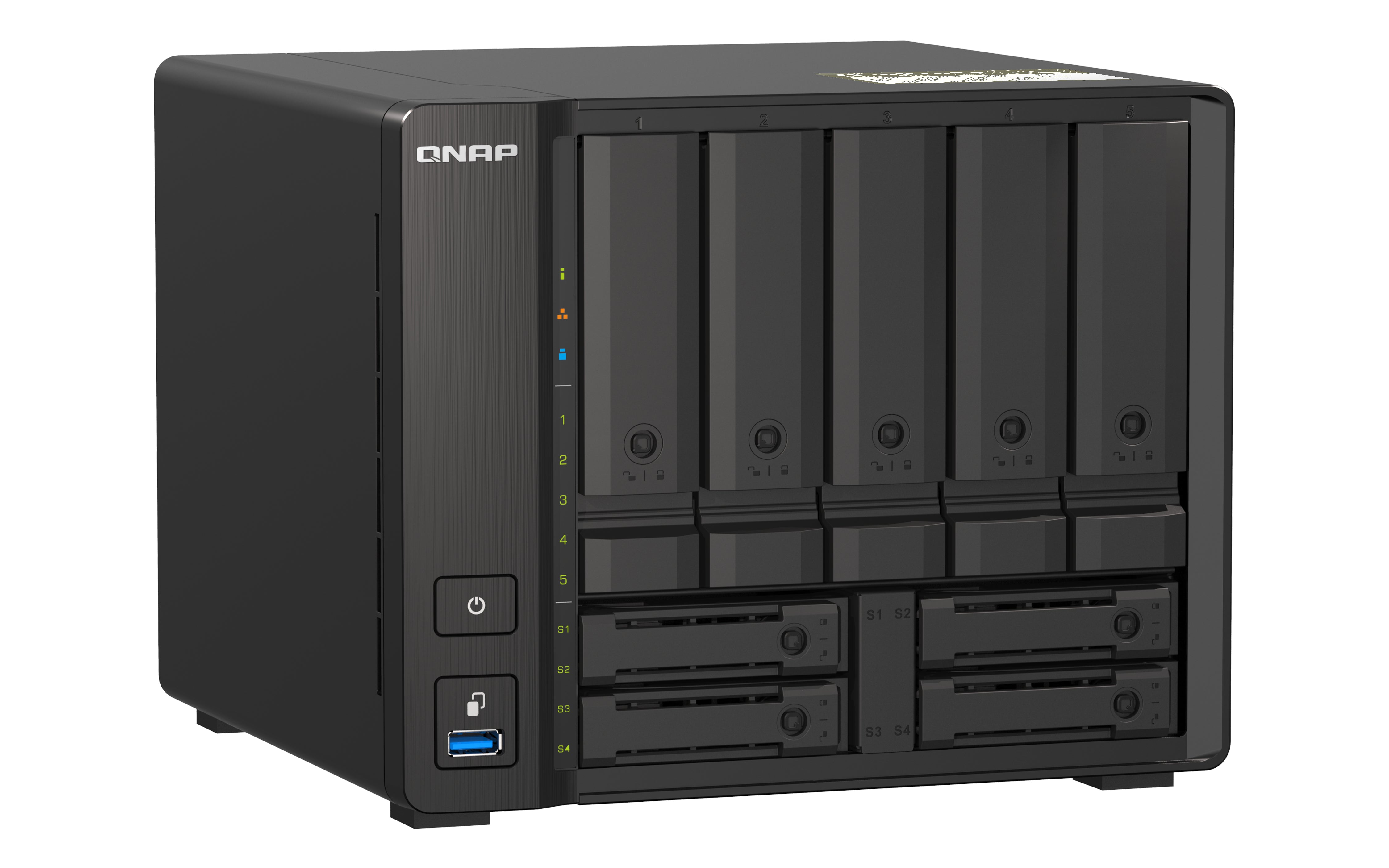 QNAP TS-H973AX NAS Tower Ryzen Embedded V1500B 8 Go DDR4 0 To QuTS hero Noir