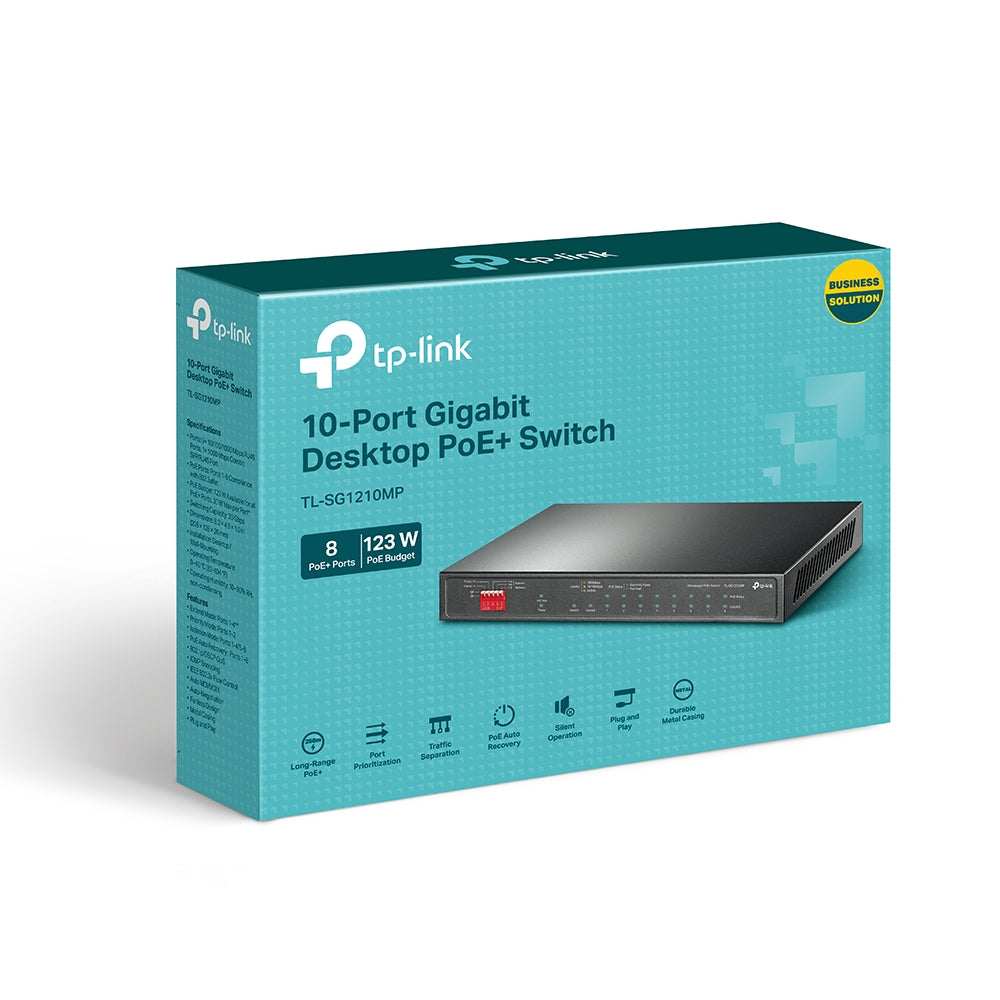 TP-Link TL-SG1210MP commutateur réseau Non-géré Gigabit Ethernet (10/100/1000) Connexion Ethernet, supportant l'alimentation via ce port (PoE) Noir