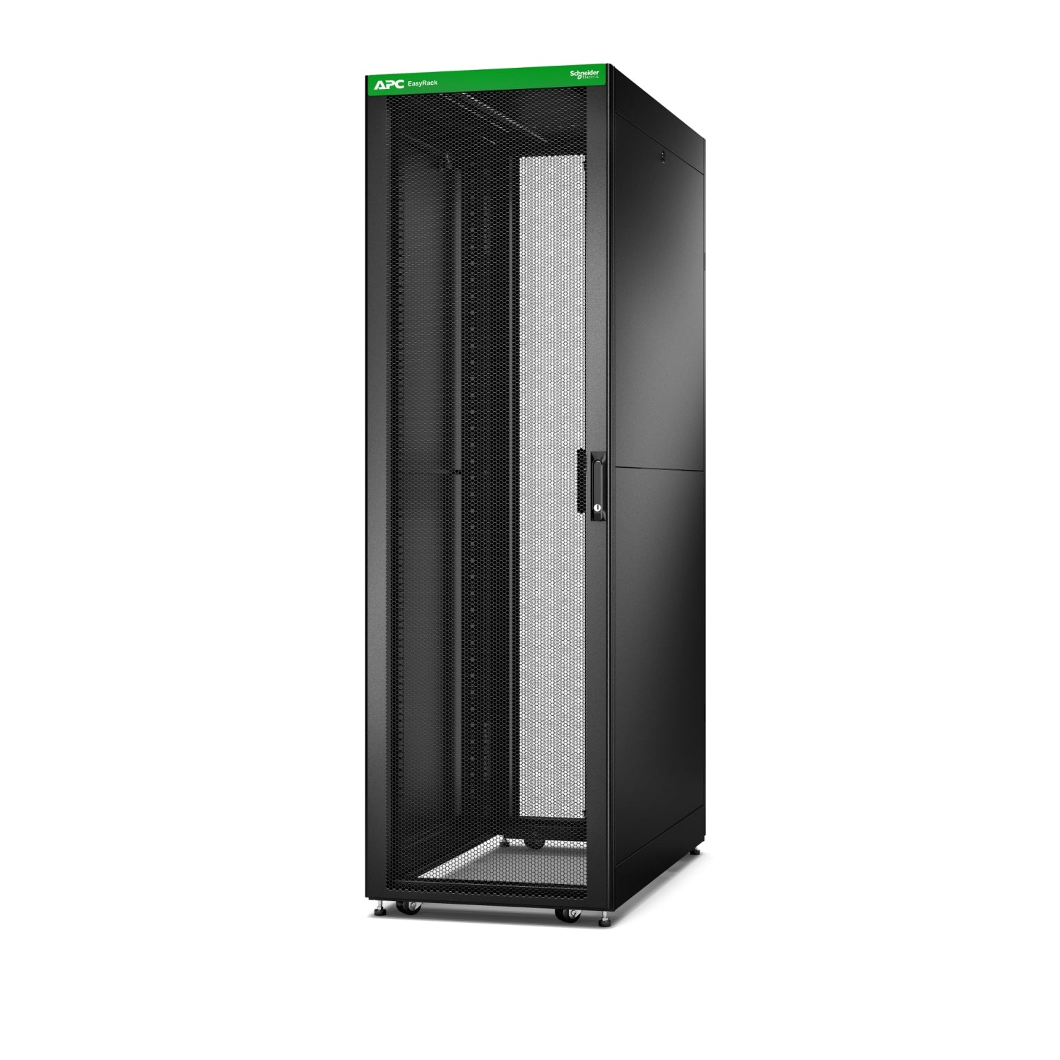 APC Baie EasyRack 600mm/42U/1100mm avec toit, panneau latéral, roulettes, noir