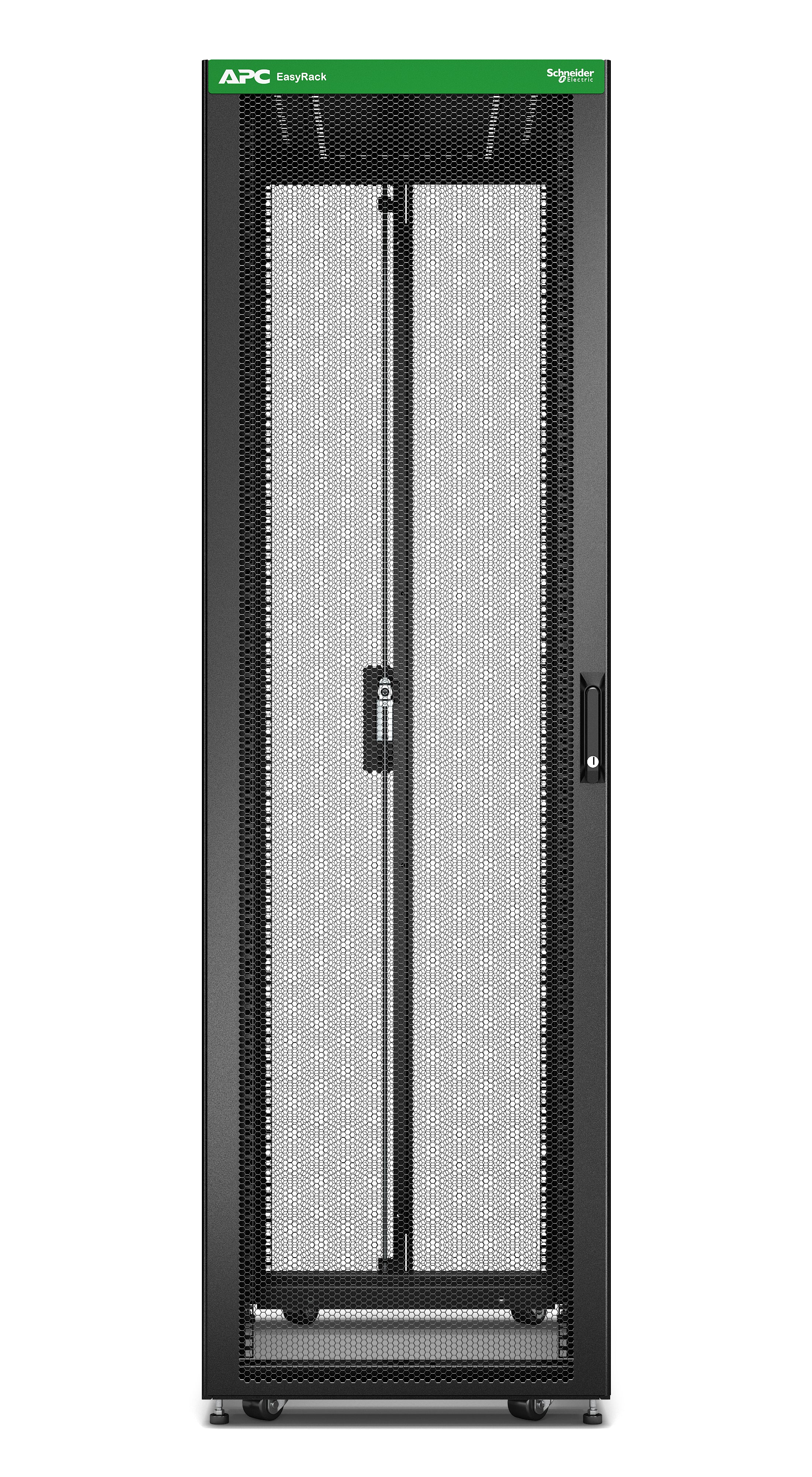 APC Baie EasyRack 600mm/42U/1100mm avec toit, panneau latéral, roulettes, noir
