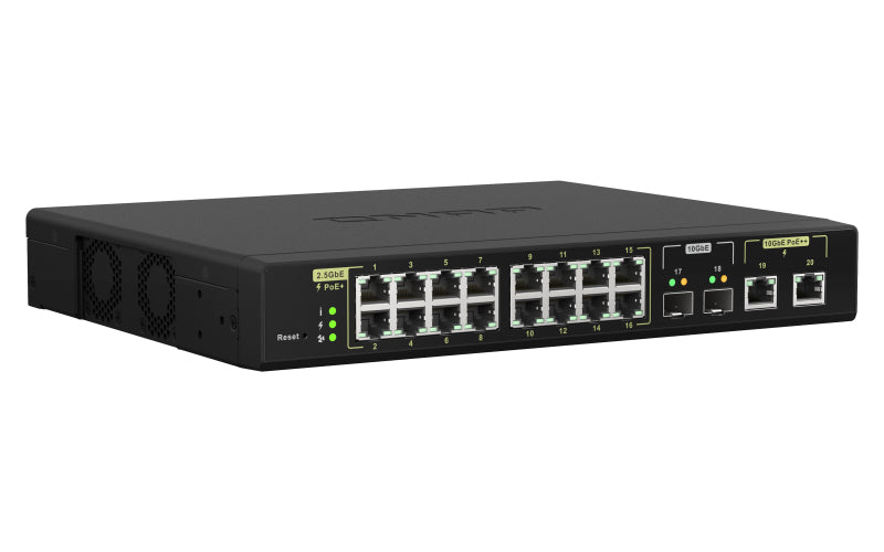 QNAP QSW-M2116P-2T2S commutateur réseau Géré L2 2.5G Ethernet Connexion Ethernet, supportant l'alimentation via ce port (PoE) Noir