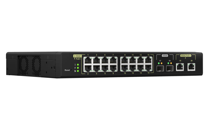 QNAP QSW-M2116P-2T2S commutateur réseau Géré L2 2.5G Ethernet Connexion Ethernet, supportant l'alimentation via ce port (PoE) Noir