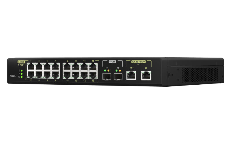 QNAP QSW-M2116P-2T2S commutateur réseau Géré L2 2.5G Ethernet Connexion Ethernet, supportant l'alimentation via ce port (PoE) Noir