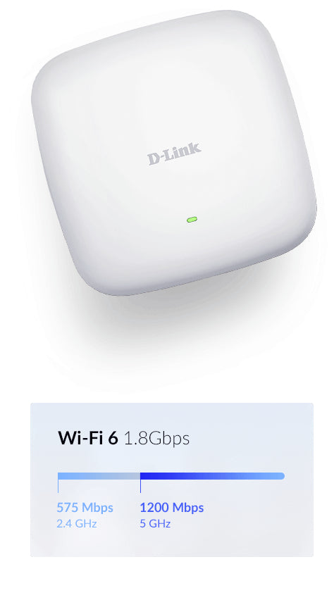 D-Link DAP‑X2810 Point d’accès PoE bibande AX1800 Wi-Fi 6