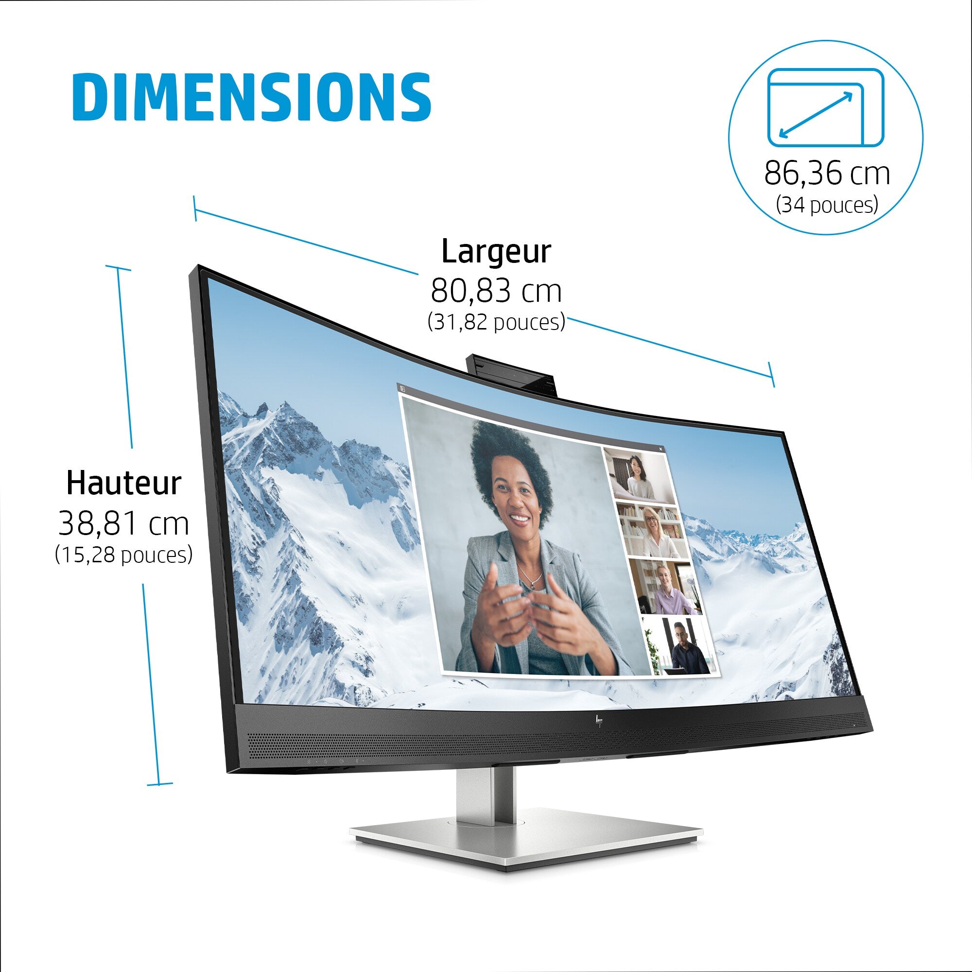 HP Écran de conférence E34m G4 WQHD Incurvé Port USB-C