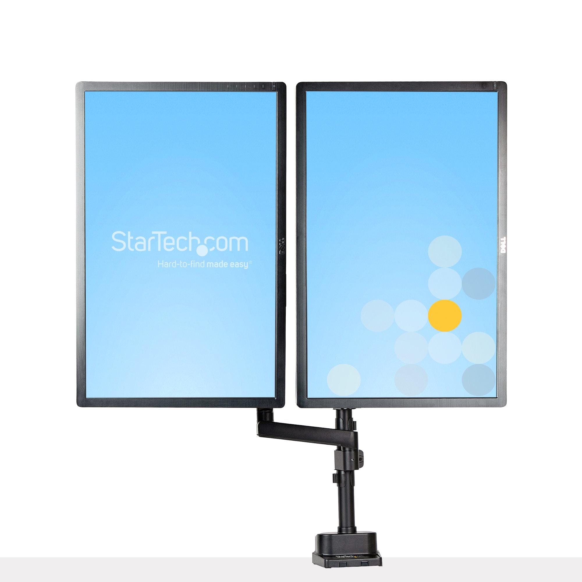 StarTech.com Support Double Écran PC - Bras Double Moniteur VESA - 32" 8kg - Empilables Verticalement - Porte 2 Écrans Hauteur Réglable/Articulé - Fixation Pince/œillet