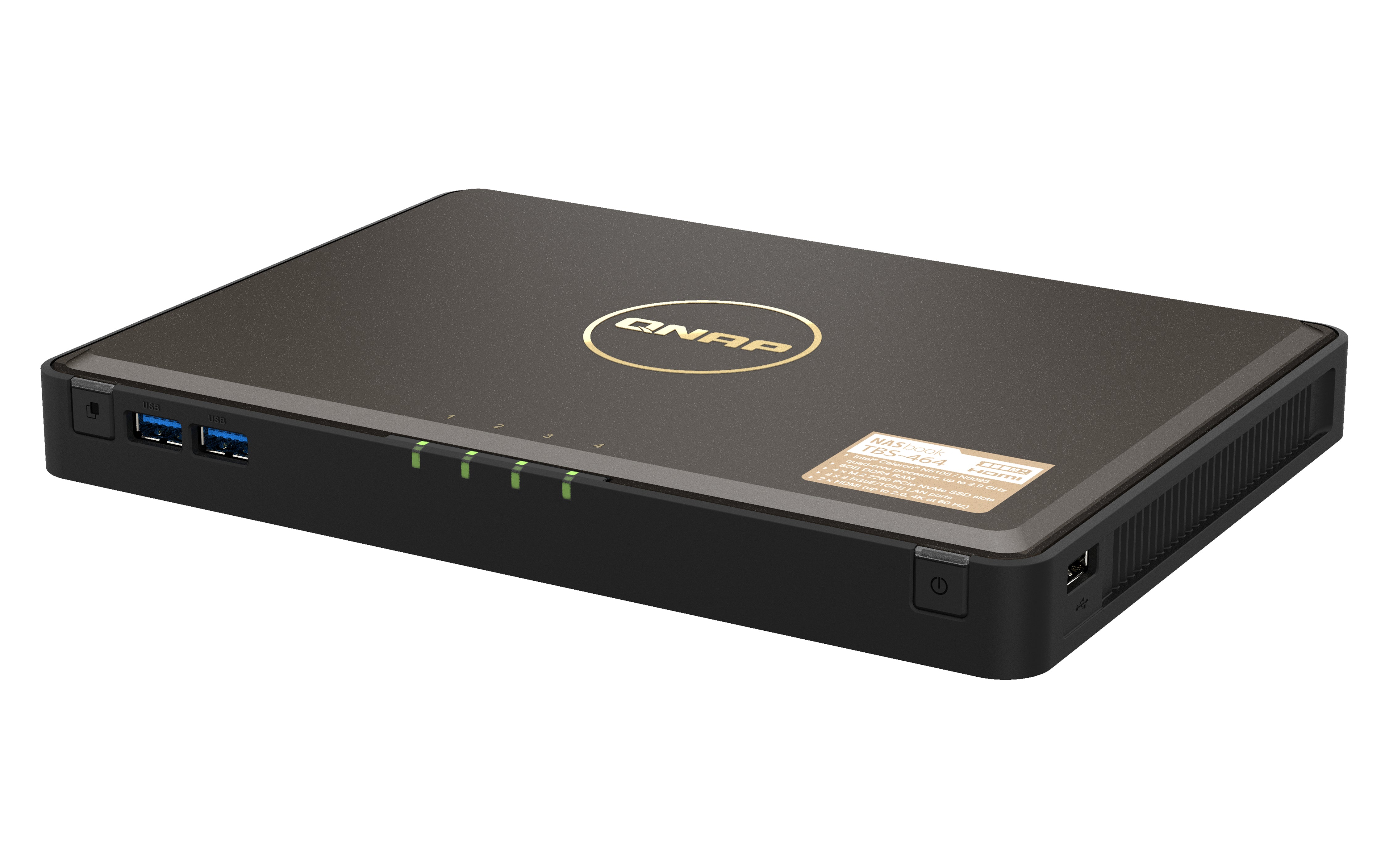 QNAP TBS-464 NAS Bureau Intel® Celeron® N5105 8 Go DDR4 0 To QNAP Turbo System Noir