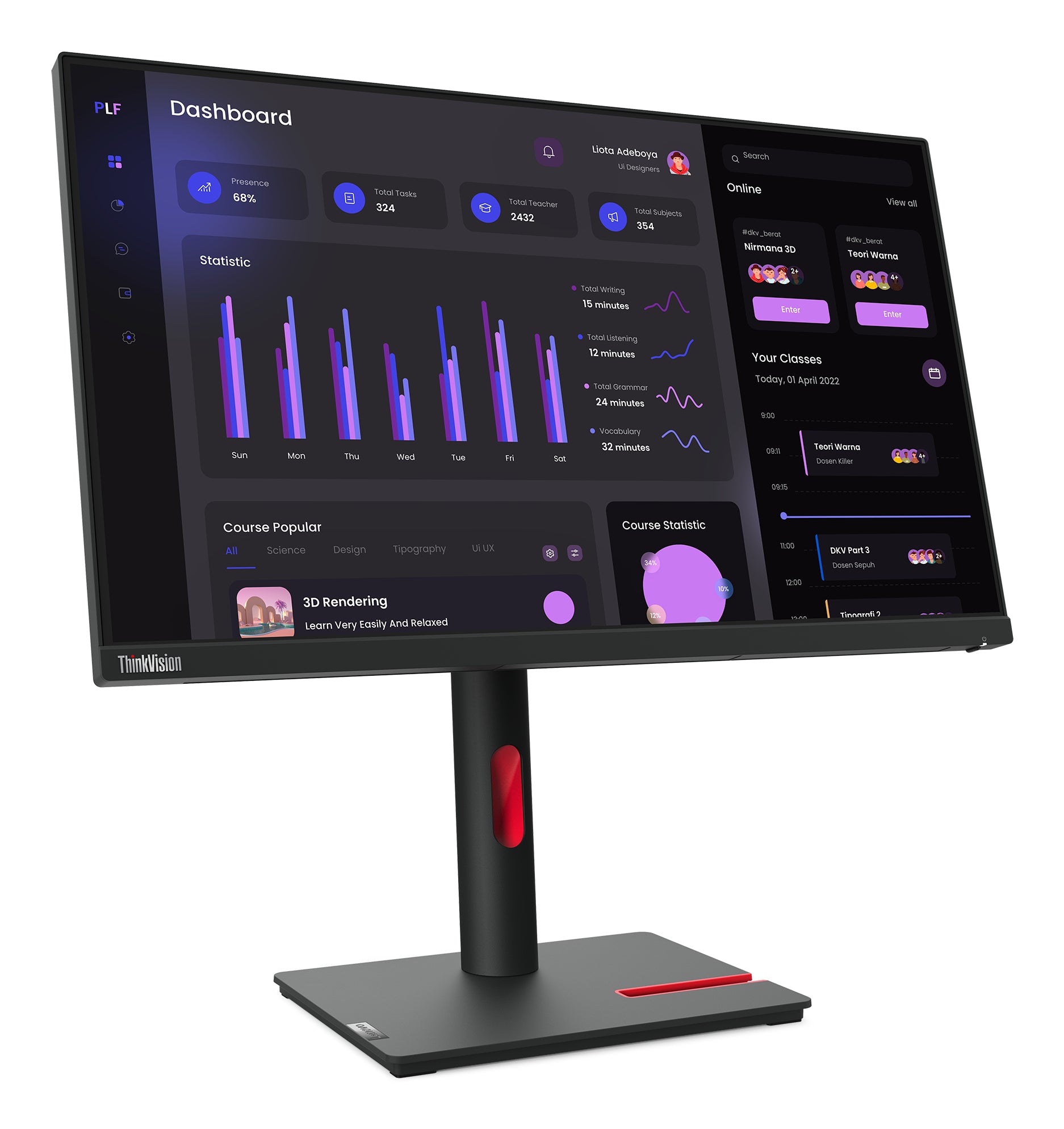 Lenovo ThinkVision T24i-30 LED display 60,5 cm (23.8") 1920 x 1080 pixels Full HD Noir