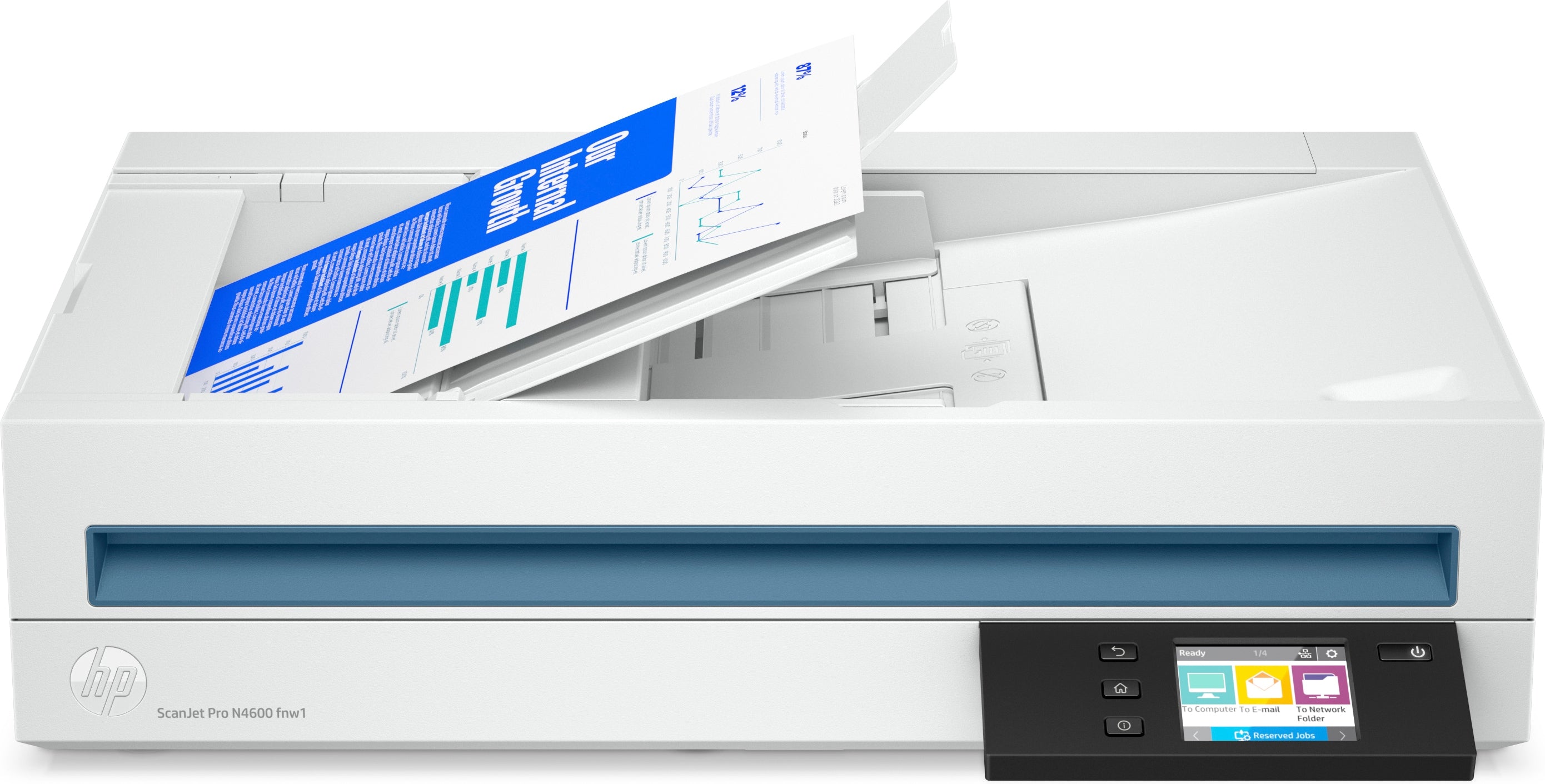 HP Scanjet Pro N4600 fnw1 Numériseur à plat et adf 1200 x 1200 DPI A5 Blanc