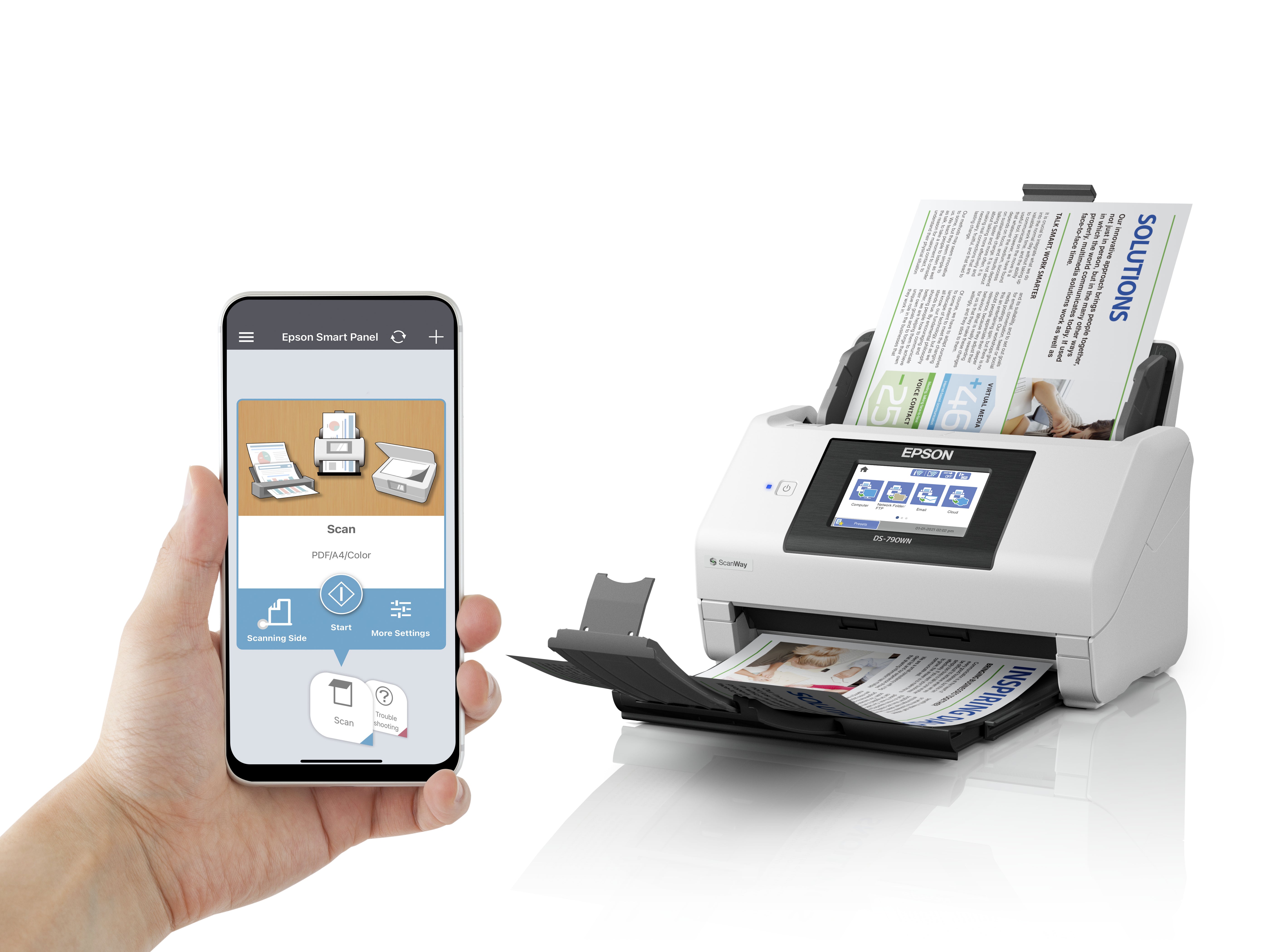 Epson WorkForce DS-790WN Alimentation papier de scanner 600 x 600 DPI A4 Noir, Blanc