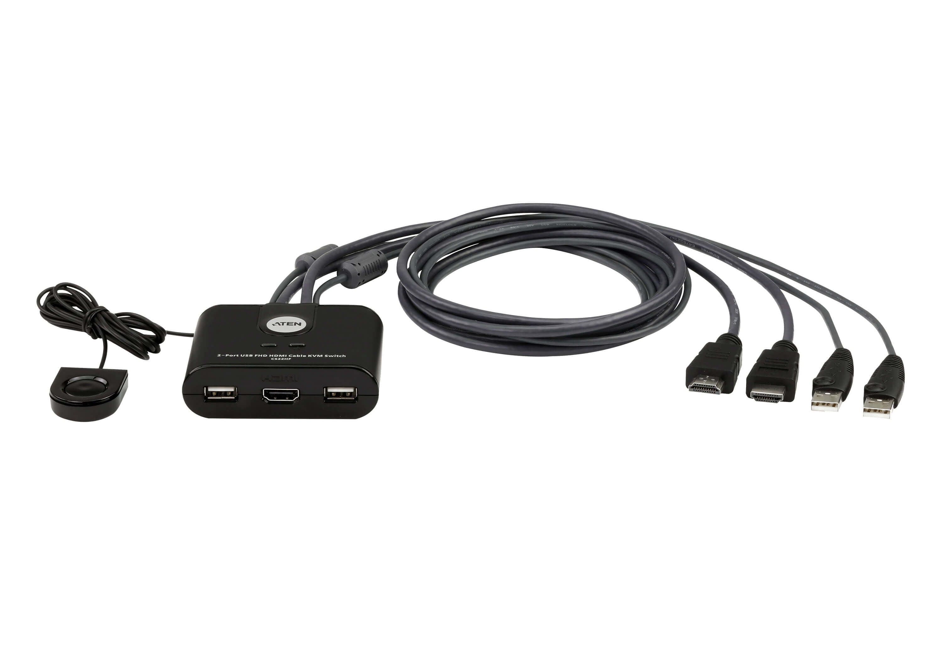ATEN Commutateur KVM câblé FHD HDMI à 2 ports