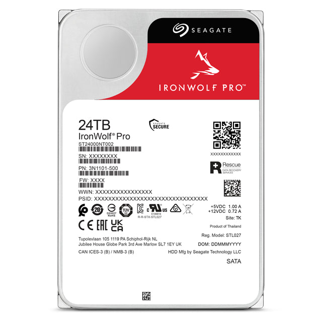 Seagate IronWolf Pro ST24000NT002 disque dur 24 To 7200 tr/min 512 Mo 3.5" Série ATA III