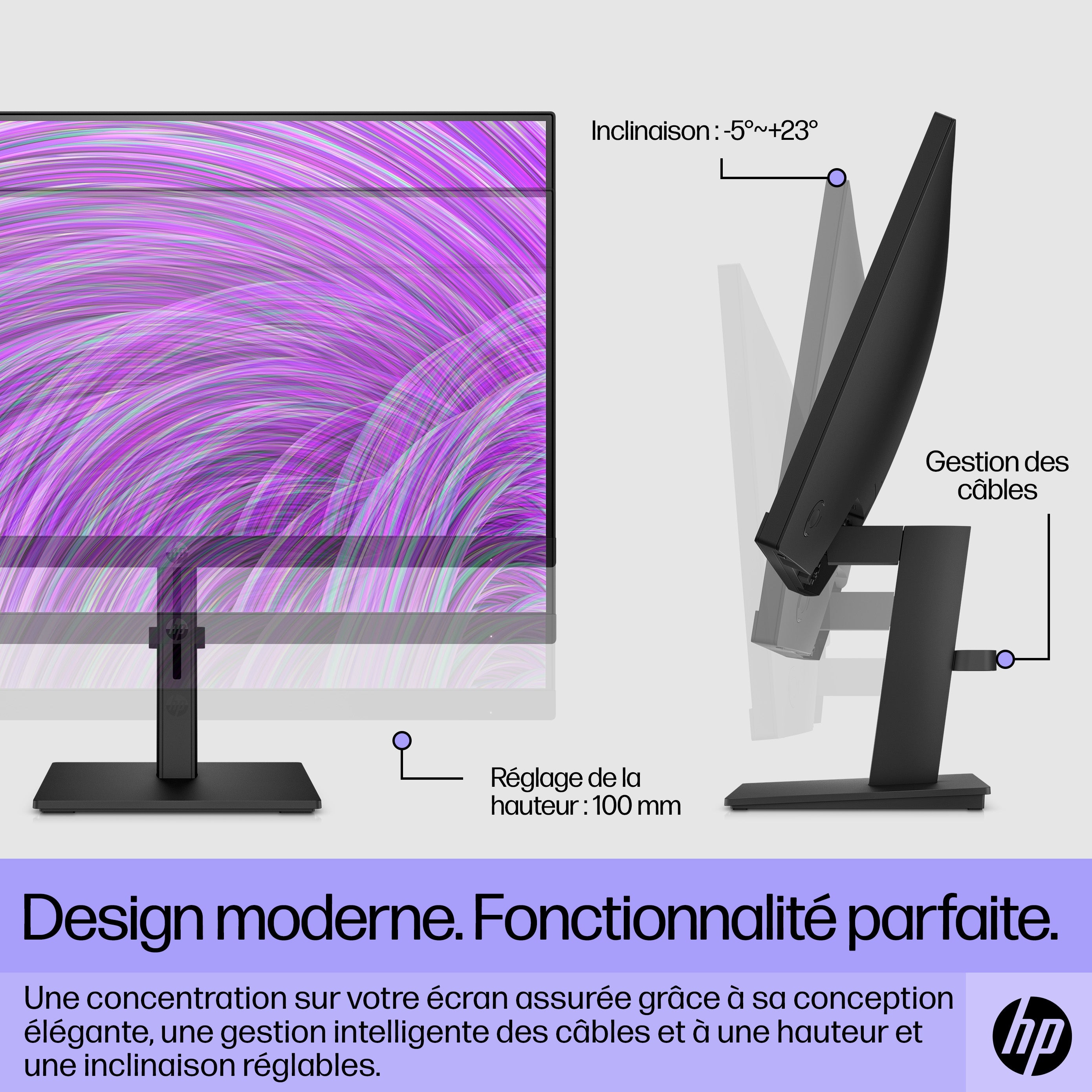 HP P22h G5 écran plat de PC 54,6 cm (21.5") 1920 x 1080 pixels Full HD Noir