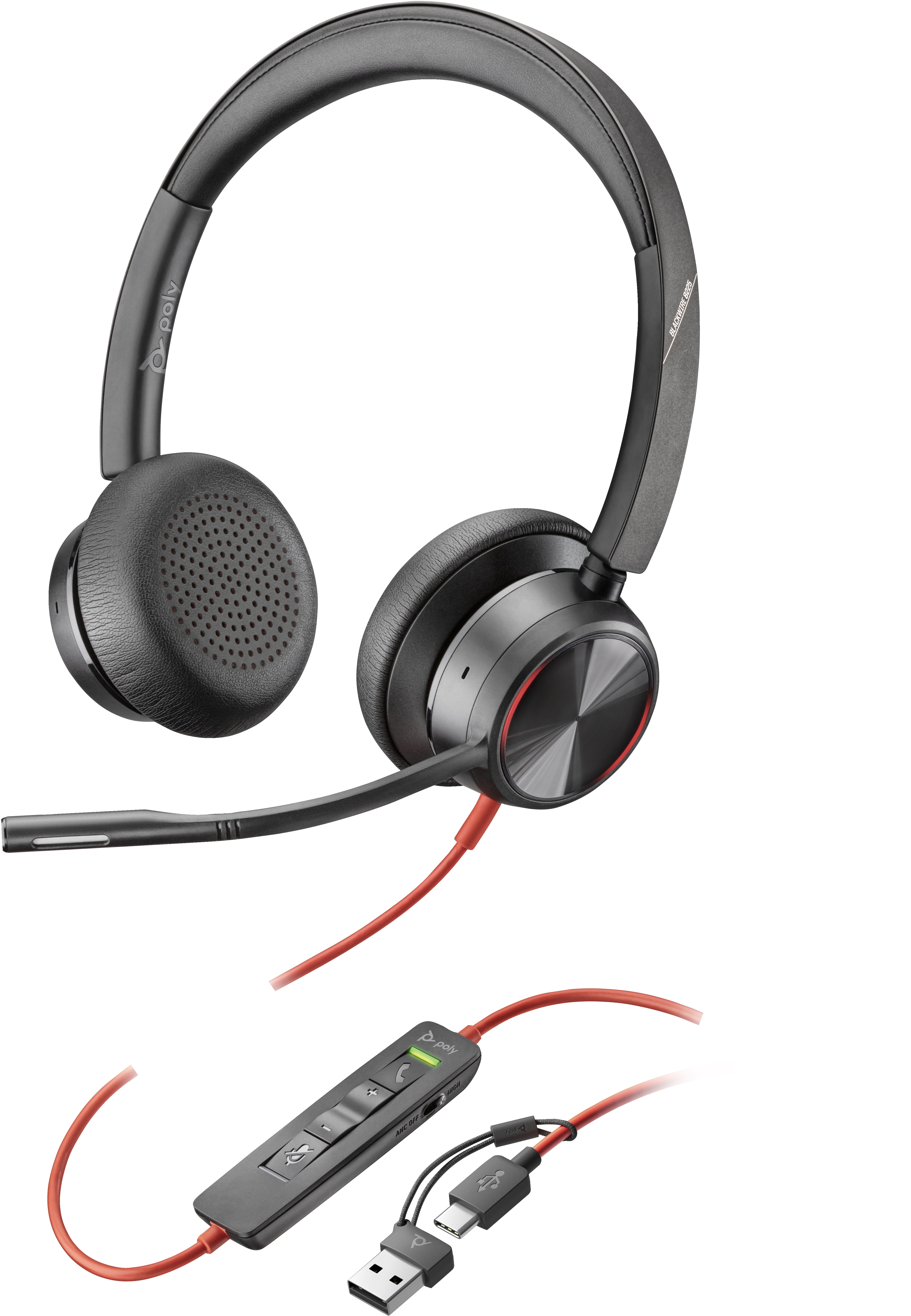 POLY Micro-casque Blackwire 8225 stéréo USB-C + adaptateur USB-C/A