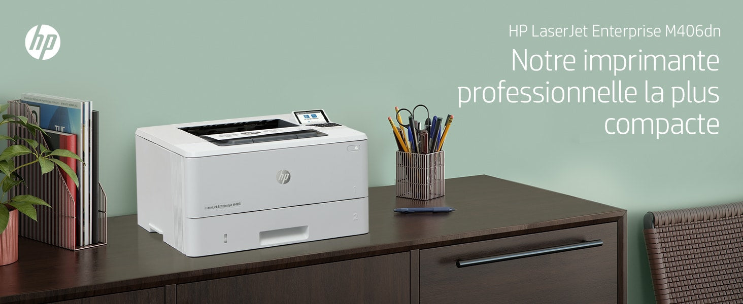 HP LaserJet Enterprise M406dn, Noir et blanc, Imprimante pour Entreprises, Imprimer, Taille compacte; Sécurité renforcée; Impression recto-verso; Éco-énergétique; Impression USB en façade