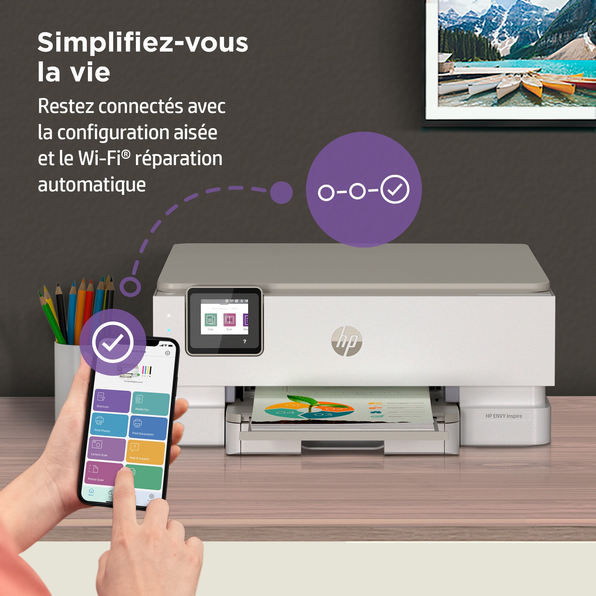 HP ENVY Inspire 7220e Sans fil All-in-One Couleur Imprimante, Instant Ink; copieur, scanner