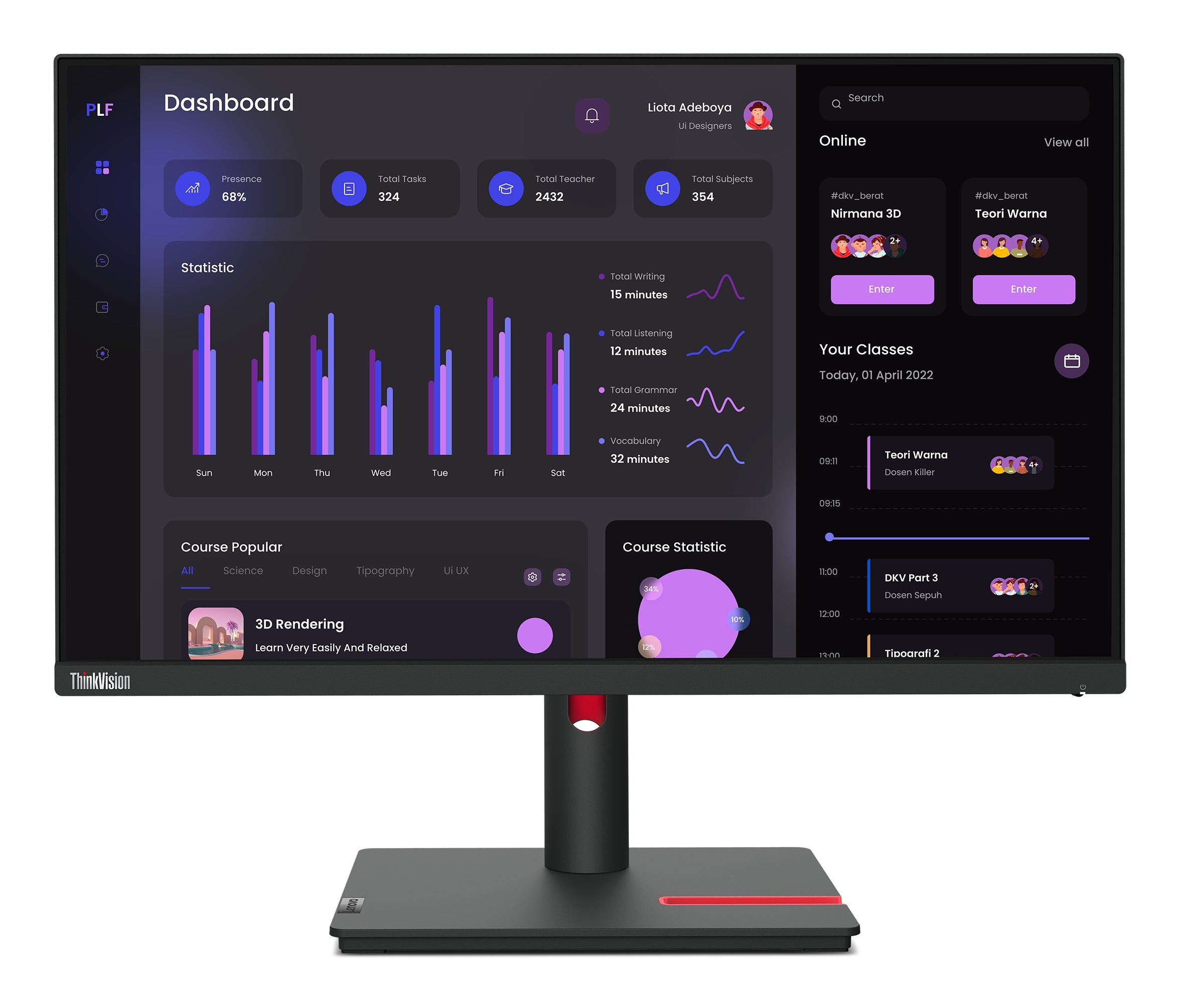 Lenovo ThinkVision T24i-30 LED display 60,5 cm (23.8") 1920 x 1080 pixels Full HD Noir
