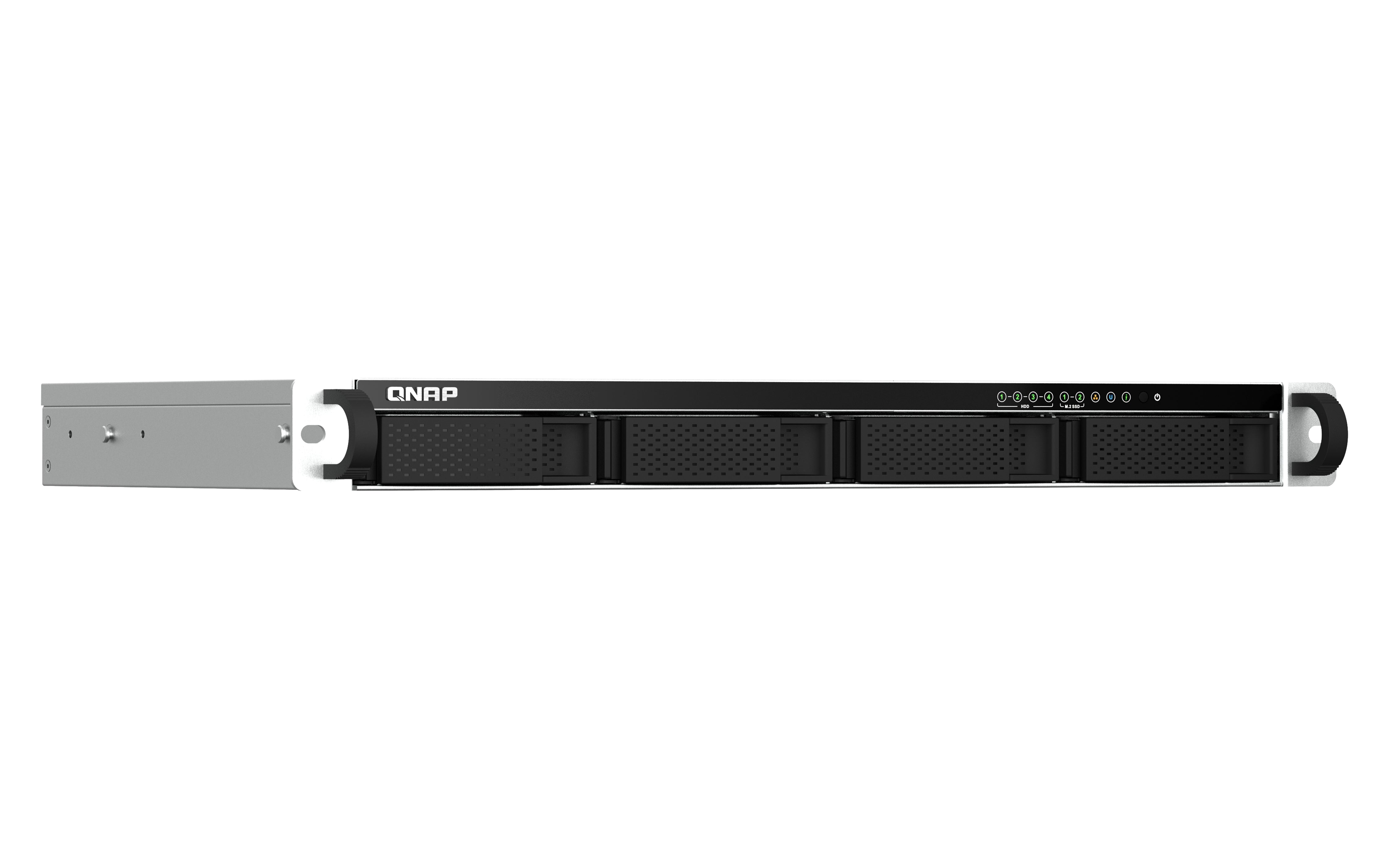 QNAP TS-464eU NAS Rack (1 U) Intel® Celeron® N5095 8 Go DDR4 0 To QNAP Turbo System Aluminium, Noir