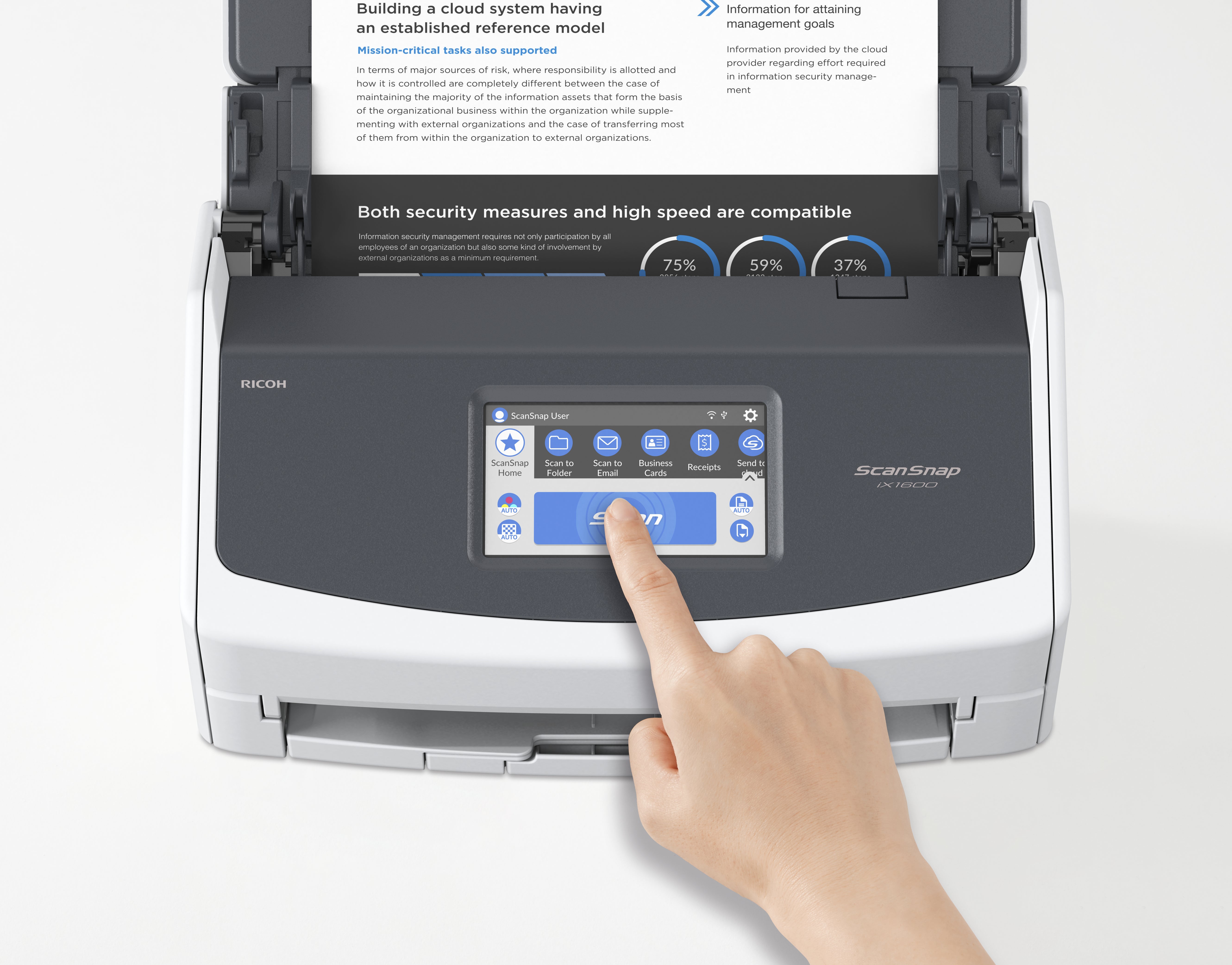 Ricoh ScanSnap iX1600 Numériseur chargeur automatique de documents (adf) + chargeur manuel 600 x 600 DPI A4 Blanc