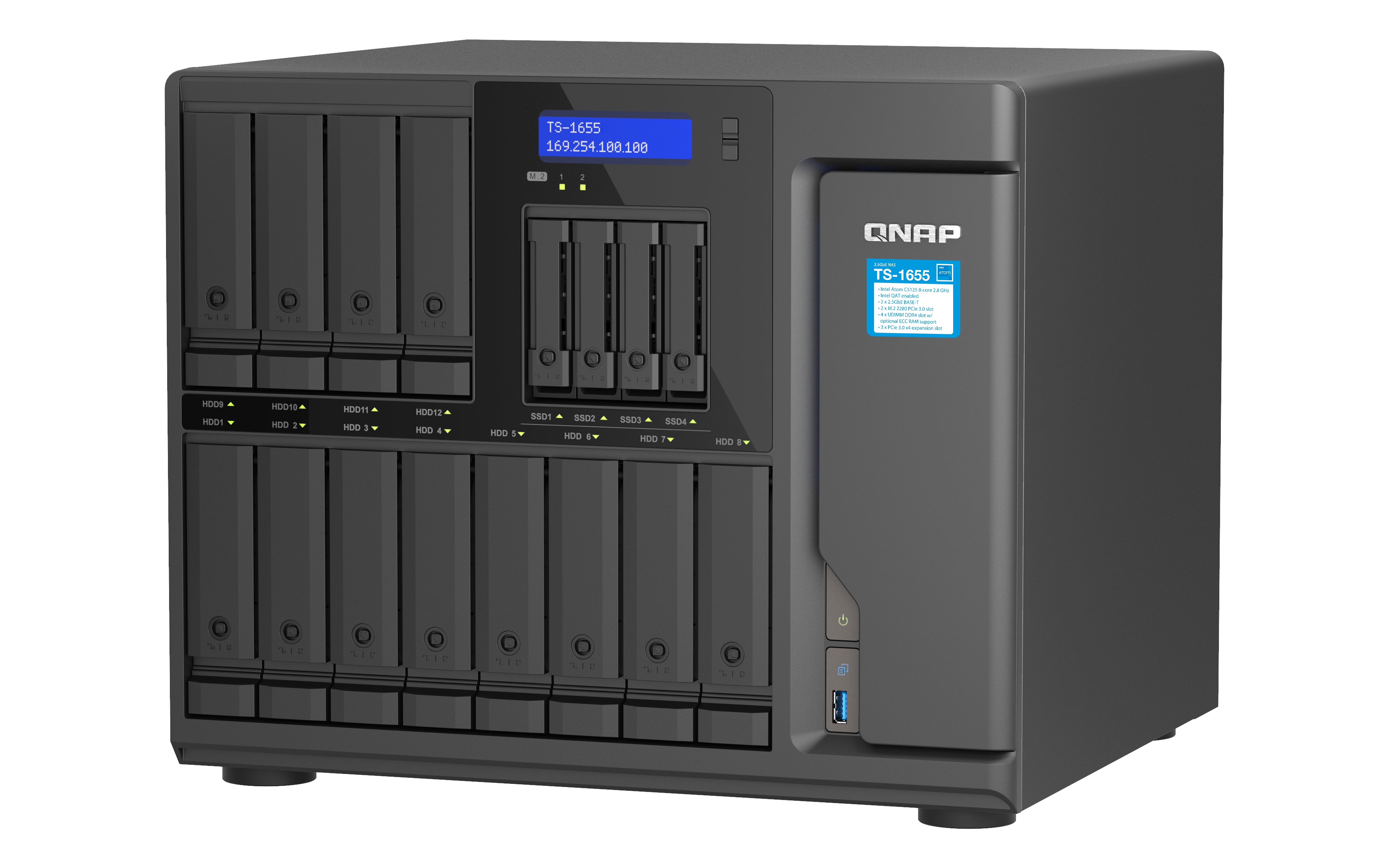 QNAP TS-1655 NAS Tower Intel Atom® C5125 8 Go DDR4 0 To QNAP Turbo System Noir
